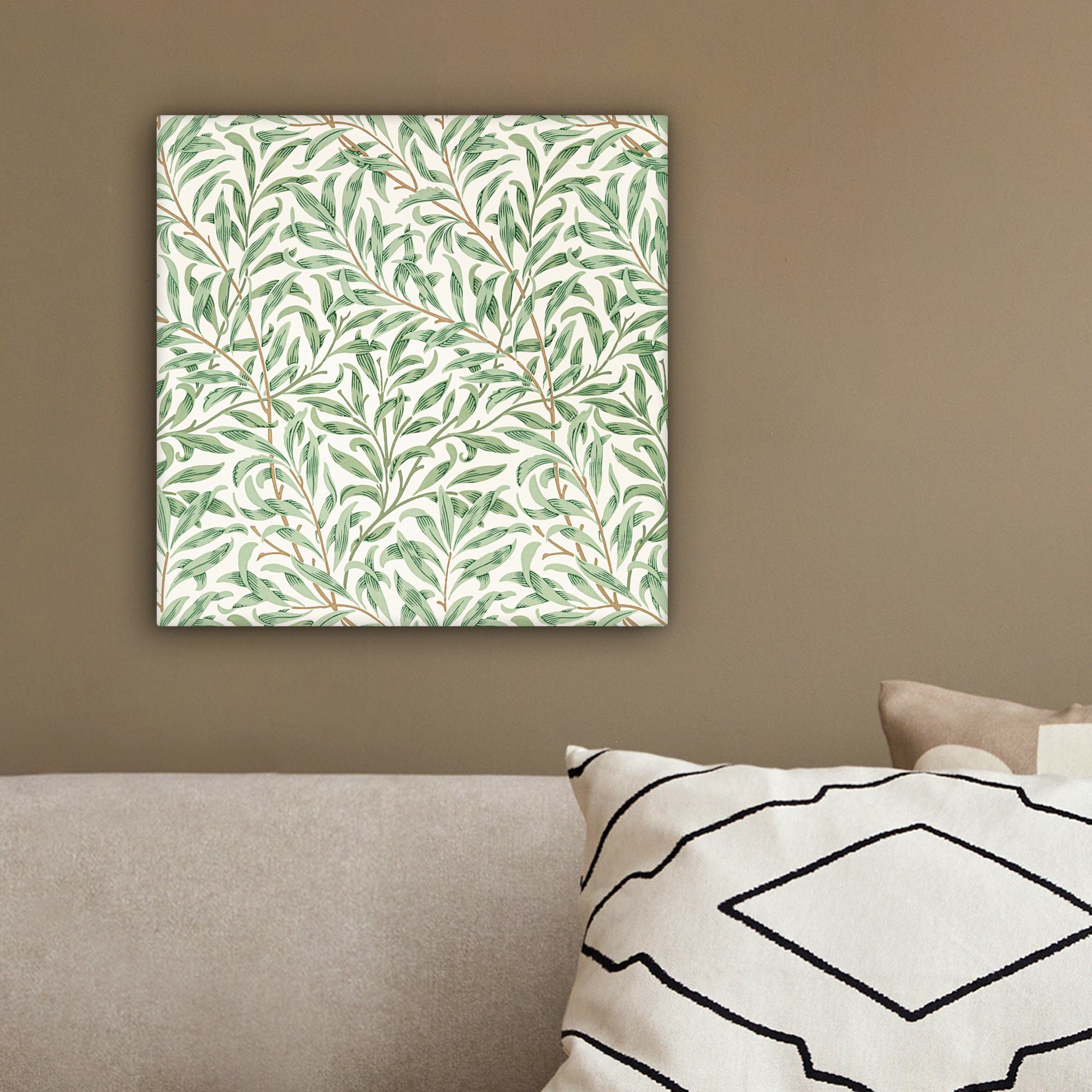Blätter Gemälde - Leinwand cm Schlafzimmer, für - OneMillionCanvasses® Vintage Dschungel Wohnzimmer - 20x20 (1 Natur, St), Bilder