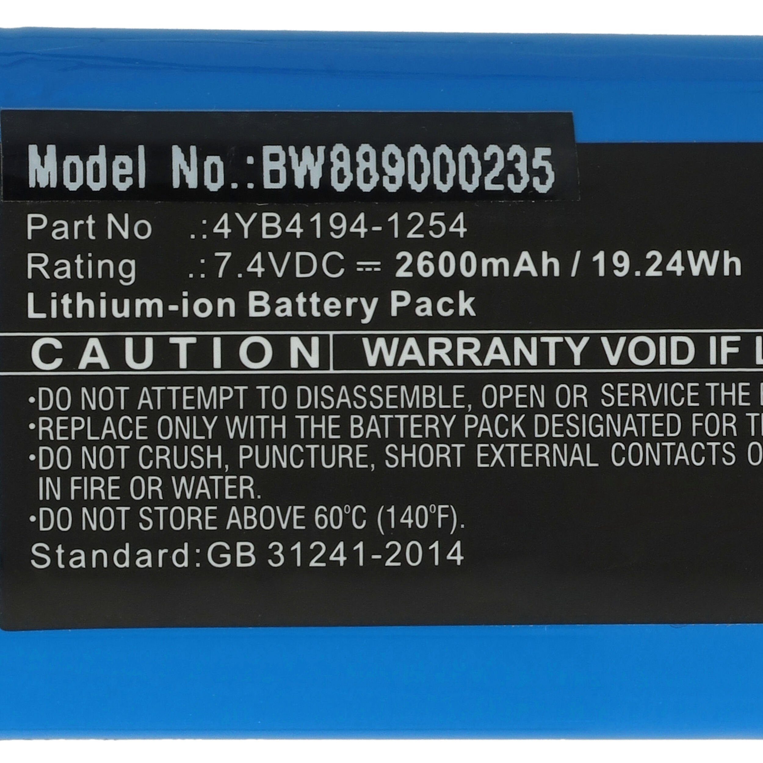 kompatibel TE-SS800 V) Li-Ion mAh 2600 mit Terumo (7,4 vhbw Akku