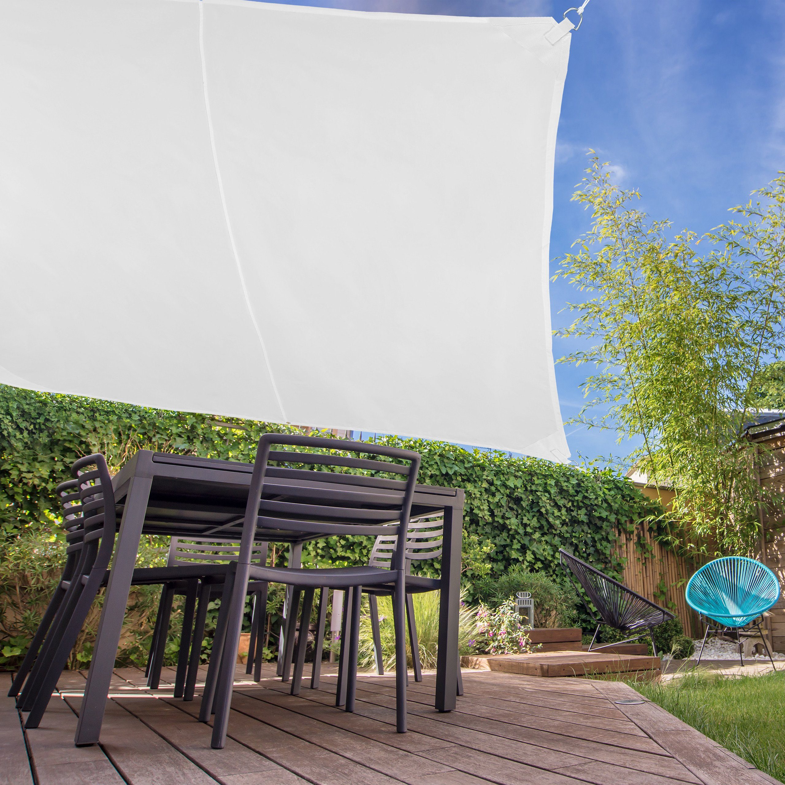 relaxdays square sunshade sail in white, 3 x 3 m