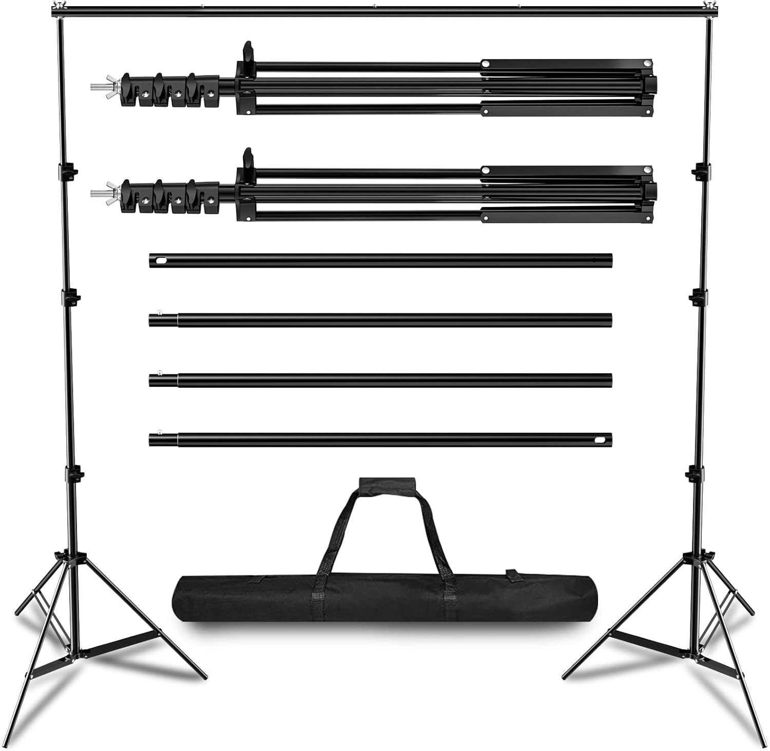 UE Stock Hintergrundsystem Verstellbares Fotostudio Hintergrundsystem Hintergrundständer 2,6 x 3m, Kompakt und transportabel