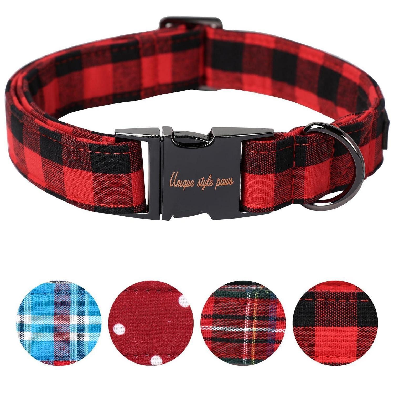 LuxusKollektion Hunde-Halsband Hundehalsband Kariert Rot L