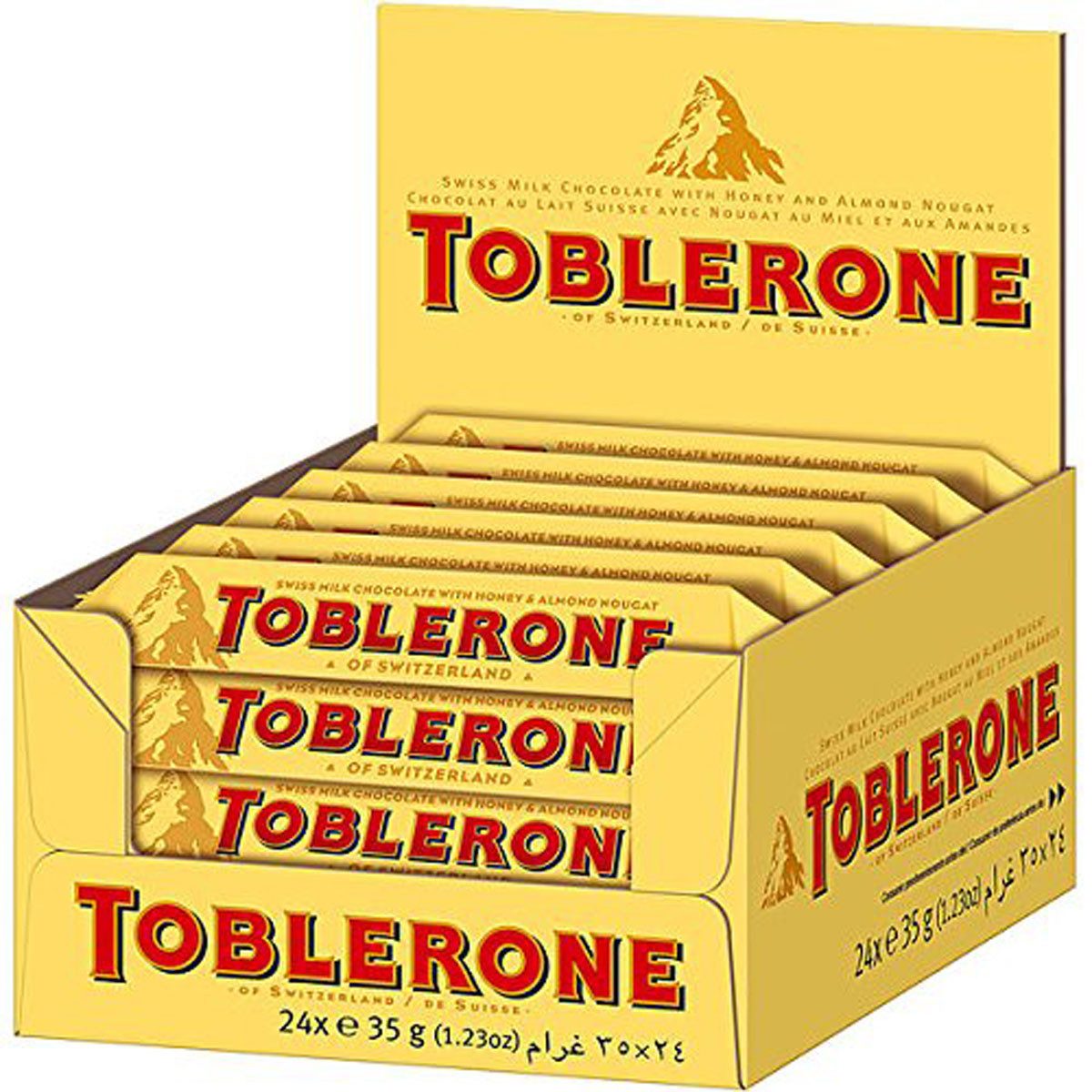Toblerone Schokolade, Toblerone Riegel Milk Schweizer Milchschokolade 35g 24er Pack