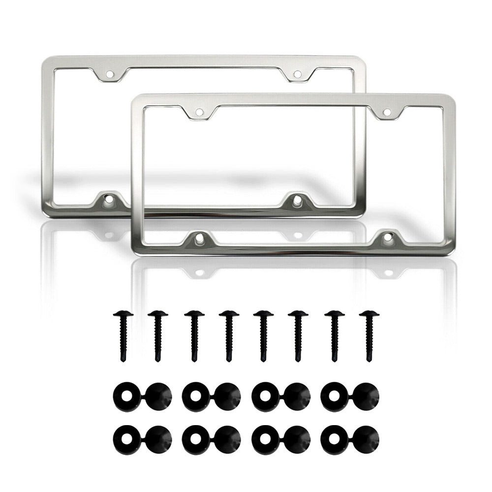 OMAC Kennzeichenhalter USA Modell 2x Nummernschildhalter Satz Chrom Edelstahl, (2-St), Langlebig,Einfache Reinigung,Einfache Installation,Rostbeständig