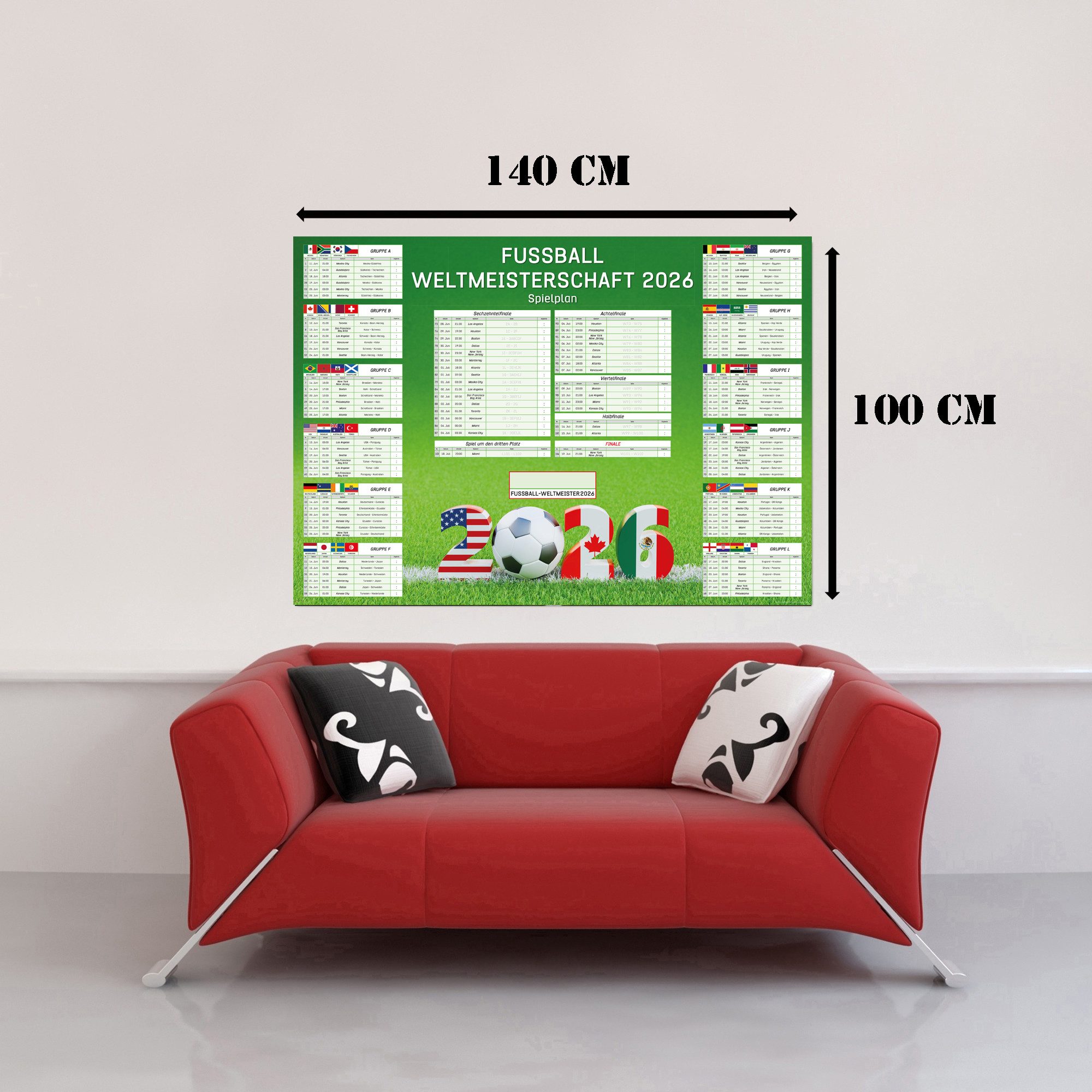 Poster 3er Set - Fussball WM 2026 Planer - 100x140 cm