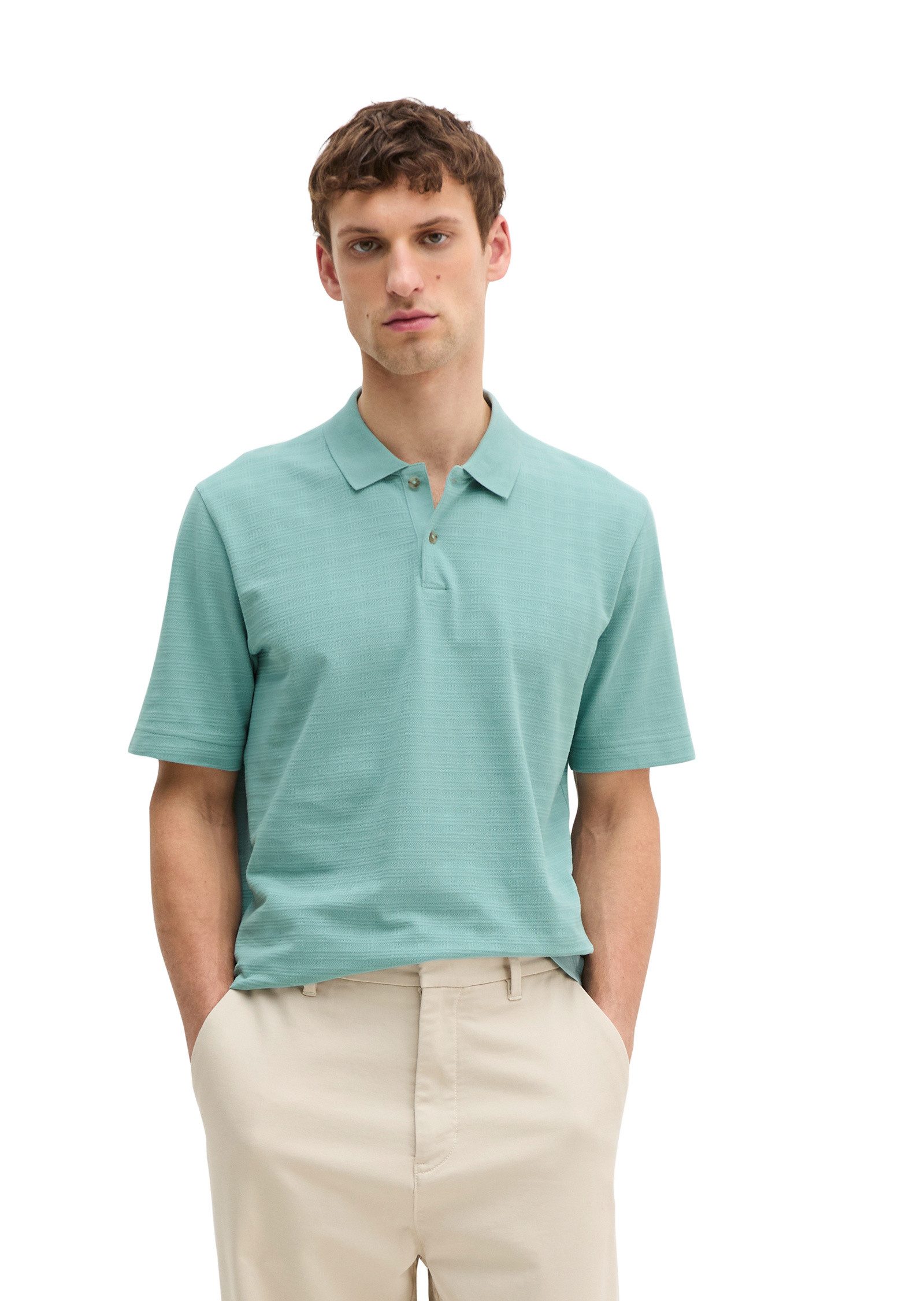 Marc O'Polo Poloshirt im strukturierten Karo-Jacquard