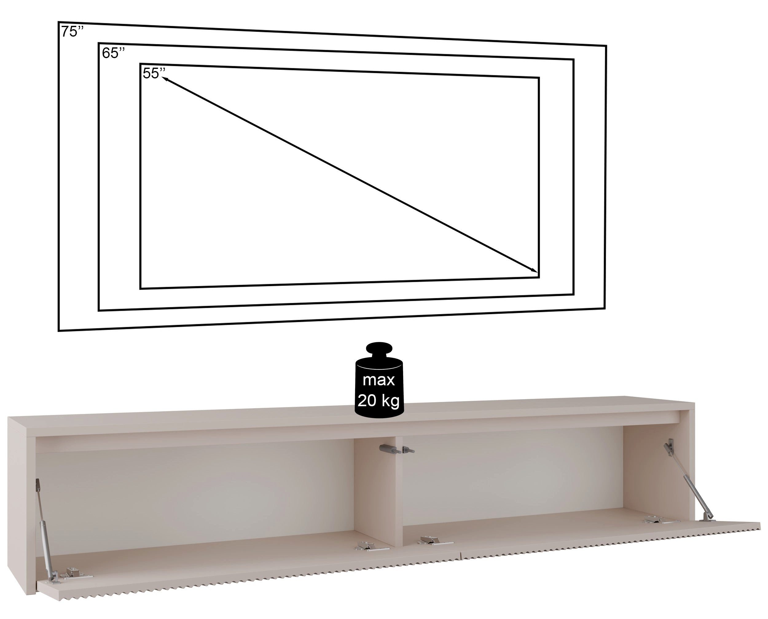 Selsey TV-Schrank Vemmi TV-Lowboard in Kaschmir, Soft-Close, 180 cm – Bild 4 von 5