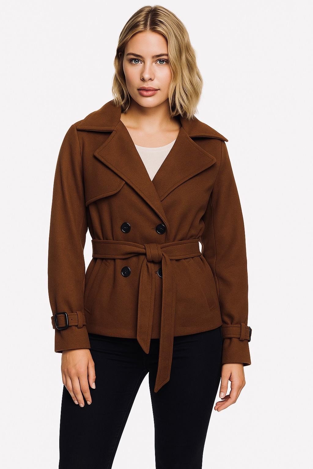 Worldclassca Trenchcoat Worldclassca Kurzer Doppelreihiger TRENCHCOAT Jacke Reverskragen