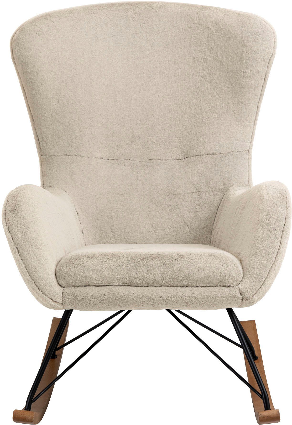 SalesFever Schaukelstuhl Komfortabl und im Vintage-Stil, in Lammfelloptik günstig online kaufen