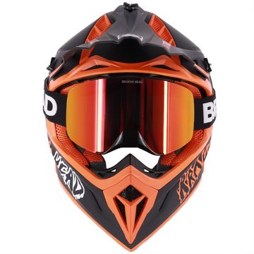 Broken Head Motocrosshelm The Hunter Light Orange (Mit MX-Struggler Rot), Sehr leicht