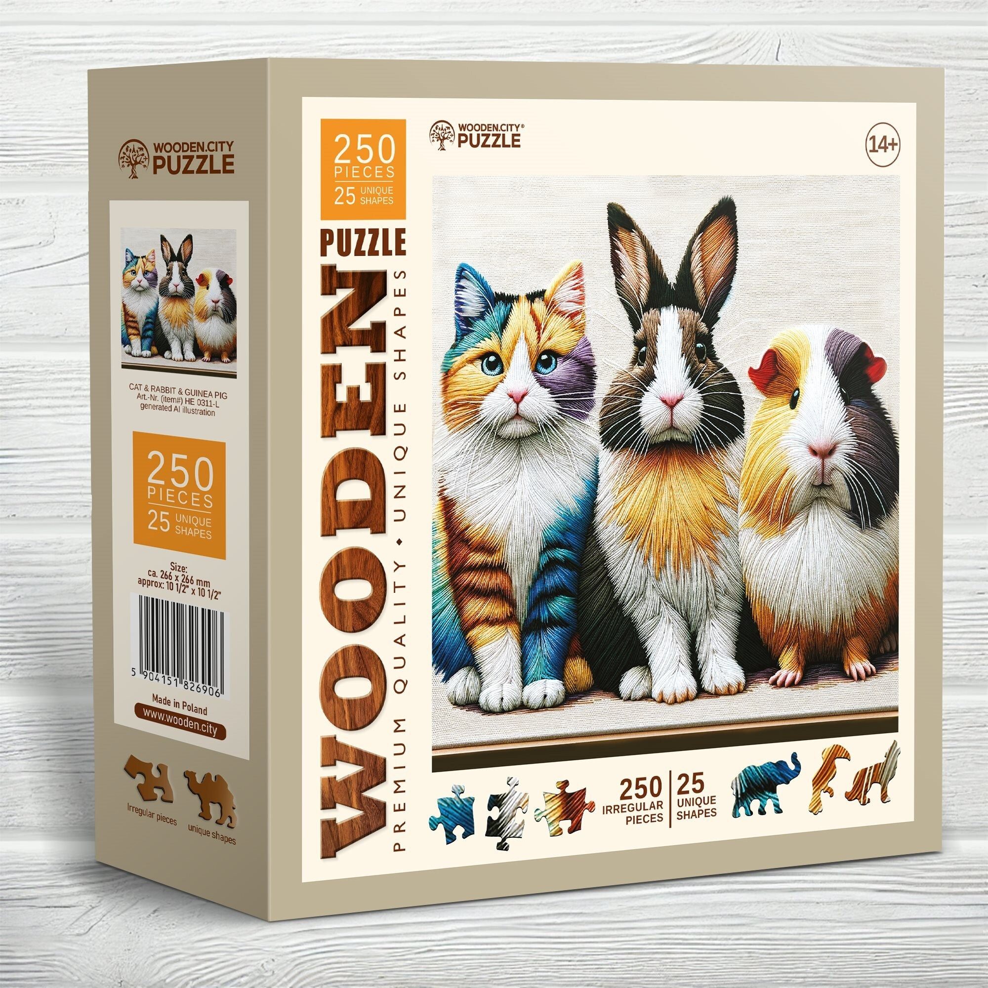 Wooden City Puzzle WOODEN CITY Dřevěné puzzle Kočka, králík a, Puzzleteile