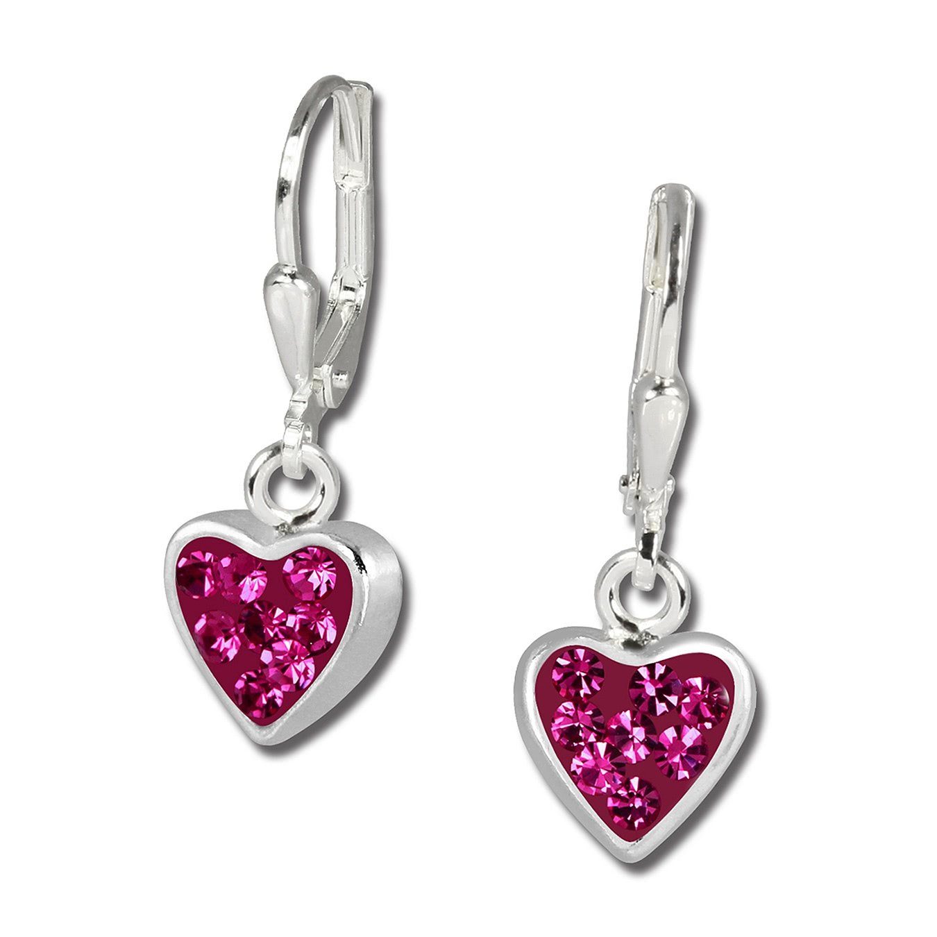 Teenie-Weenie Paar Ohrhänger Teenie-Weenie Ohrringe Kinder Silber (Ohrhänger), Ohrhänger (Herzchen) ca. 2,1cm, 925 Sterling Silber, Farbe: silber, pi