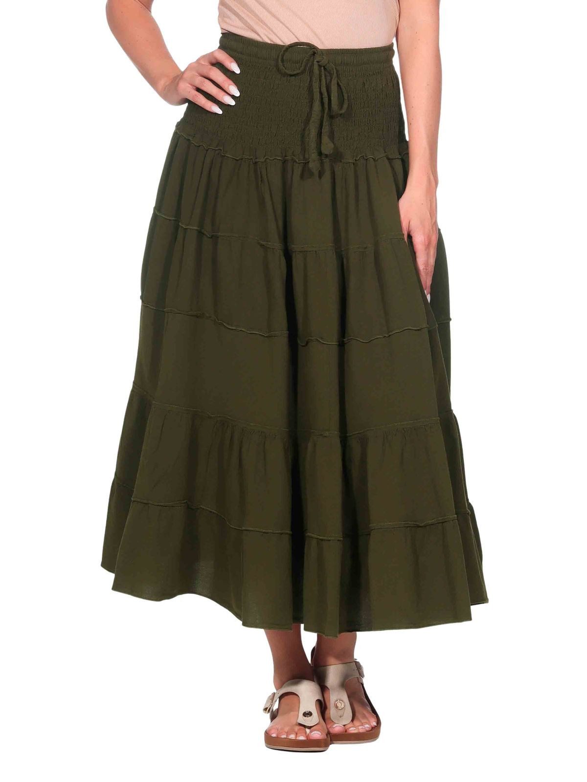 Stufenrock Sommerrock Damen Rock Baumwolle – Boho Maxirock mit elastischer Taille
