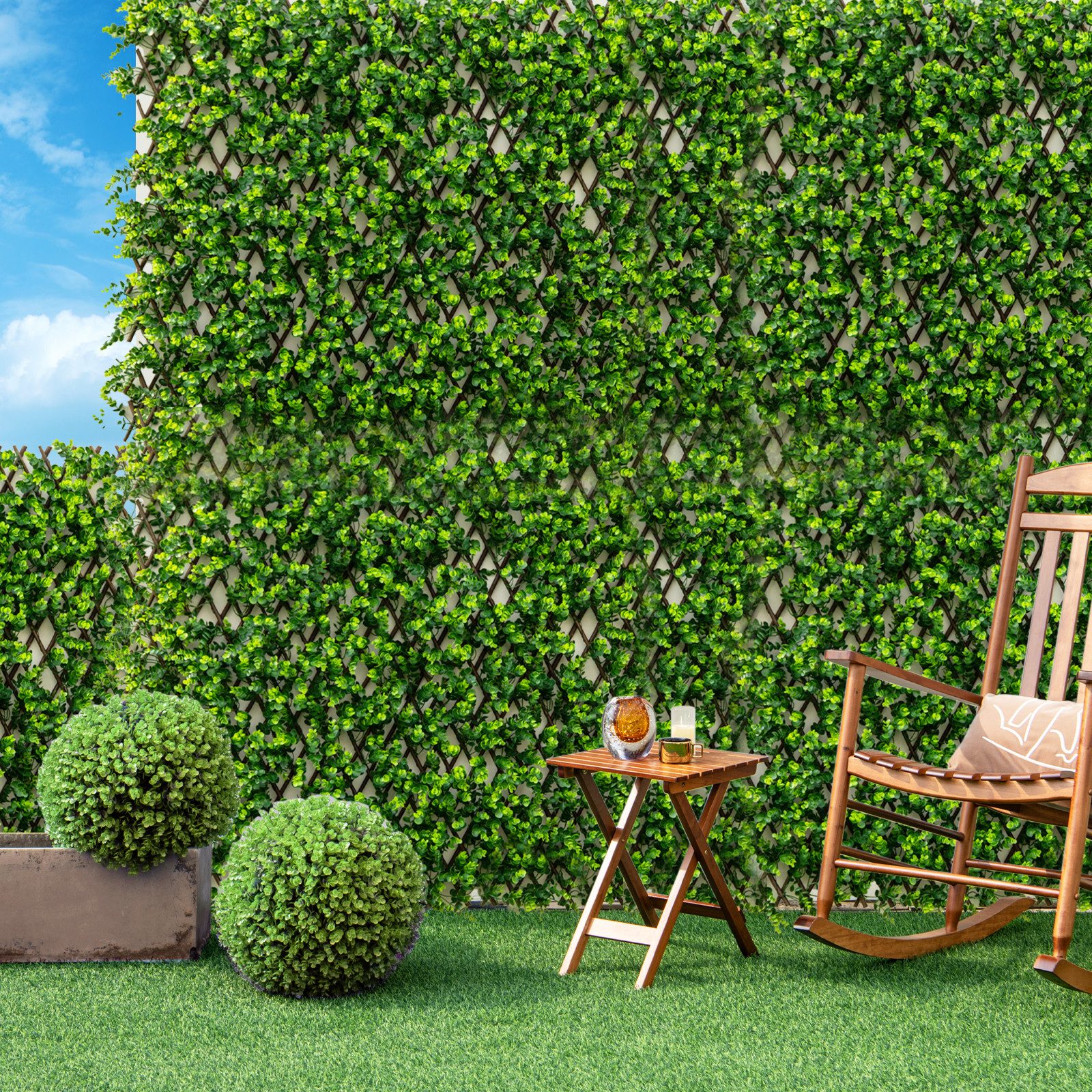 Kunstpflanze Eukalyptus-Blättern, KOMFOTTEU, Pflanzenwand Windschutz Sichtschutzhecke