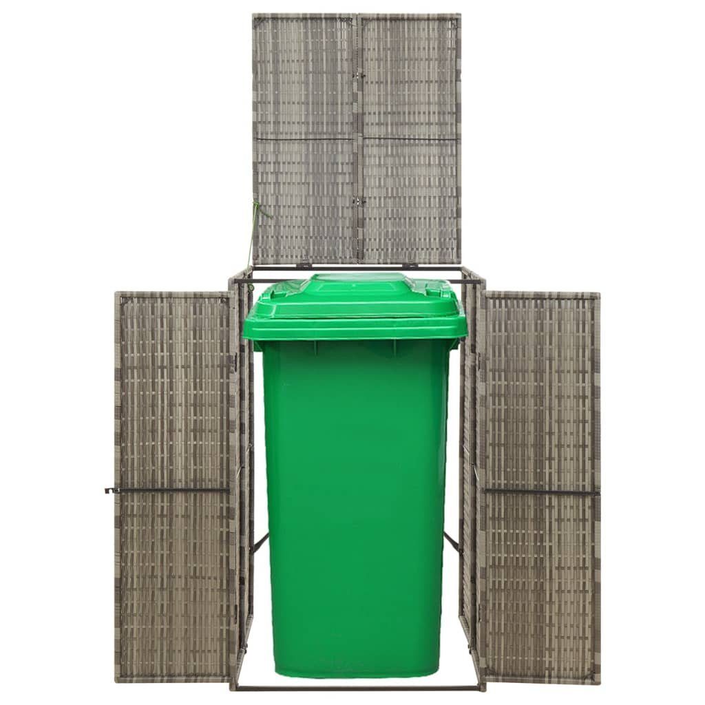 vidaXL Mülltonnenbox 1 Tonne Mülltonnenverkleidung Mülltonnenbox grau Polyrattan