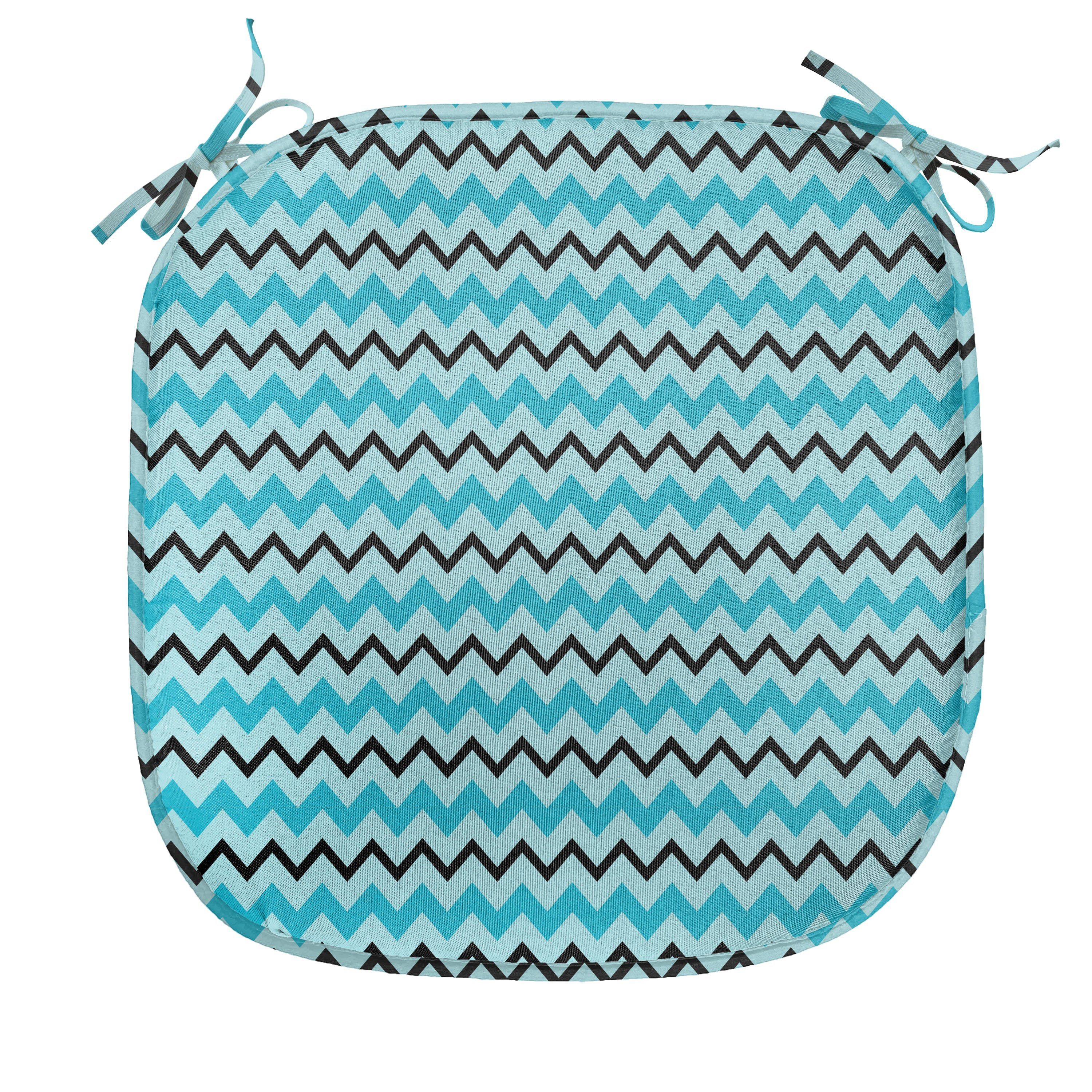 Abakuhaus Stuhlkissen Dekoratives wasserfestes Kissen mit Riemen für Küchensitze, Seafoam Retro Inspirations Chevron