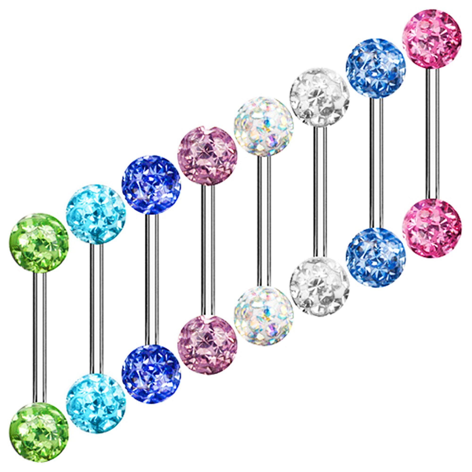 Taffstyle Intimpiercing Brustpiercing Zungenpiercing Piercing Barbell Ferido Kristall Kugeln, Brustwarzenpiercing Piercing Stab Multi Ferido Kristall Kugeln