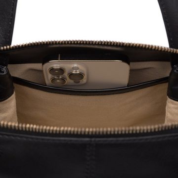 SID & VAIN Schultertasche Leder Handtasche ATLANTA, Umhängetasche Echtleder Damen, Henkeltasche, Crossbody Bag schwarz