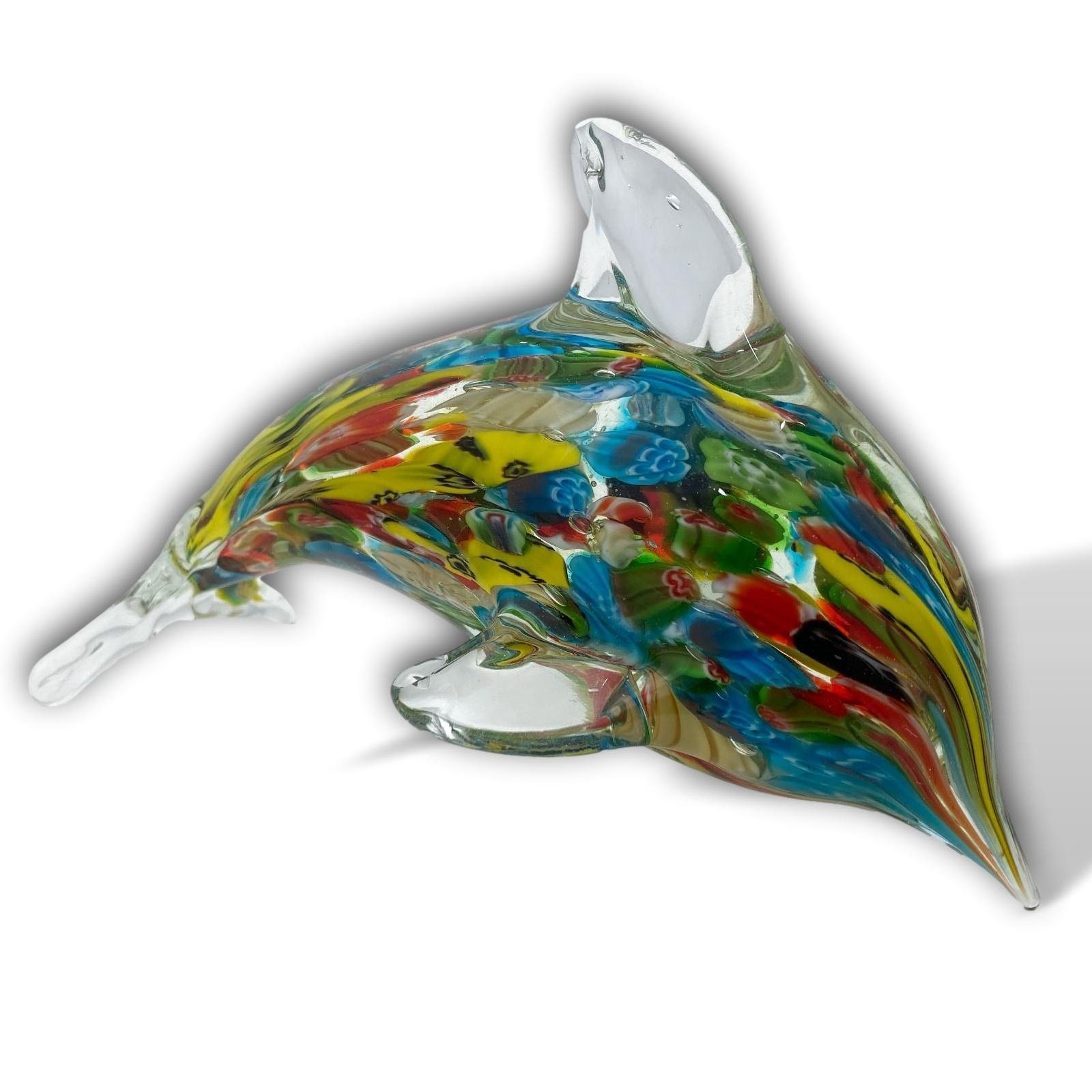 Aubaho Dekofigur Glasfigur Glas Figur Delphin Murano-Antik-Stil Fisch Delfin 17cm