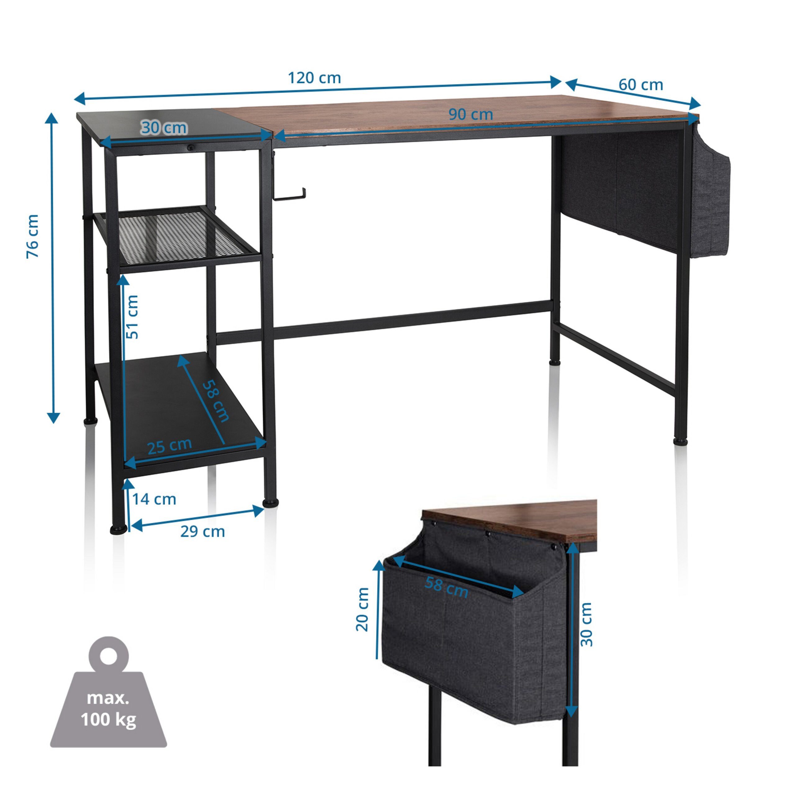 hjh OFFICE Schreibtisch WORKSPACE H I Computertisch H/B/T: (1 St), Computertisch Bürotisch