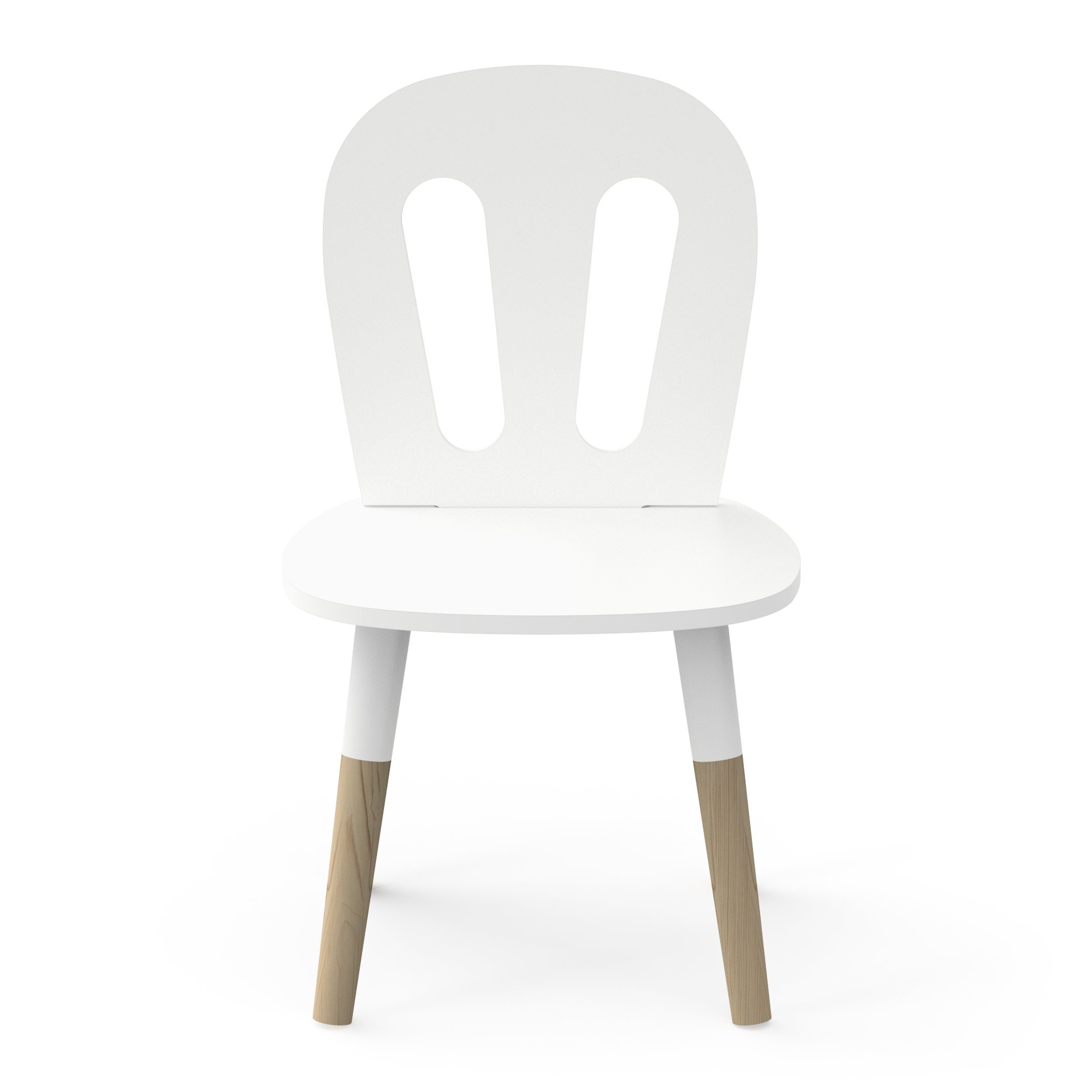 habeig Kindertisch Tisch & 2 weiß/natur (3er-Set), sehr Stühle verarbeitet weiß Sitzhocker gut Kinderset Sitzgarnitur Holz Kinder