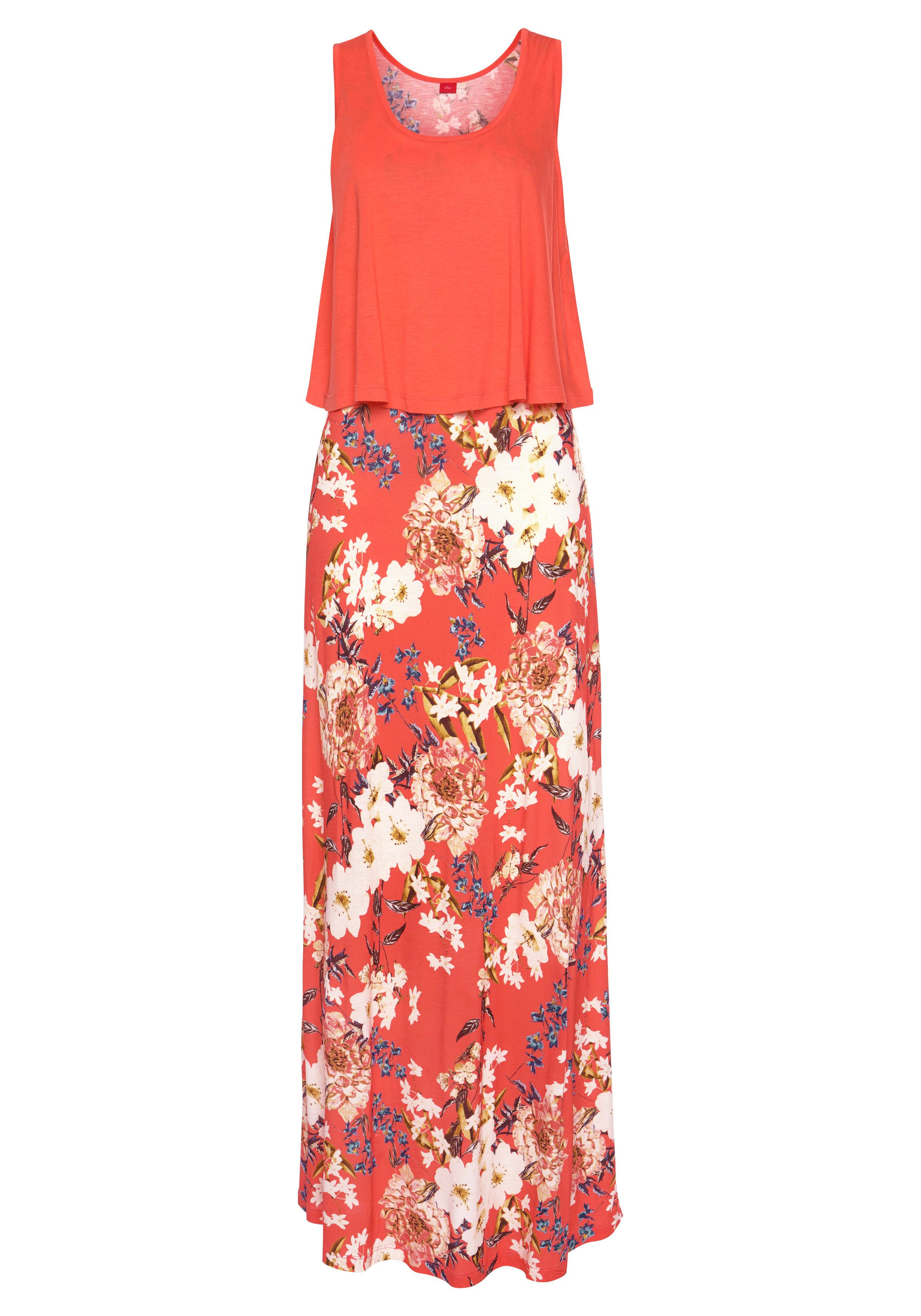 s.Oliver Maxikleid im Lagen-Look mit Blumenprint, Sommerkleid, Strandkleid günstig online kaufen