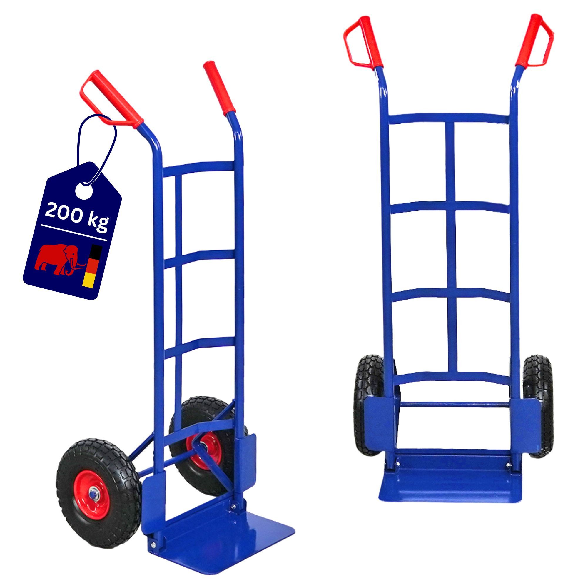 PROREGAL® Sackkarre ODIN Traglast 200kg HxBxT 119x55x44cm Lufträder Blau