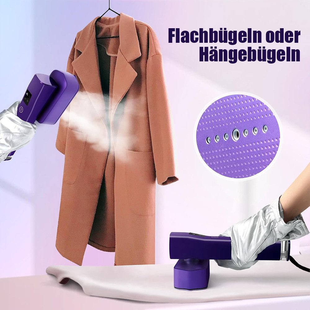 TUWENA Dampfglätter Tragbarer Dampfglätter Steamer, 2 in 1 Dampfbügeleisen mit LED Display, 1200W Steam Iron 30s Schnellaufheizung für Unterwegs und zu Hause – Bild 4 von 5
