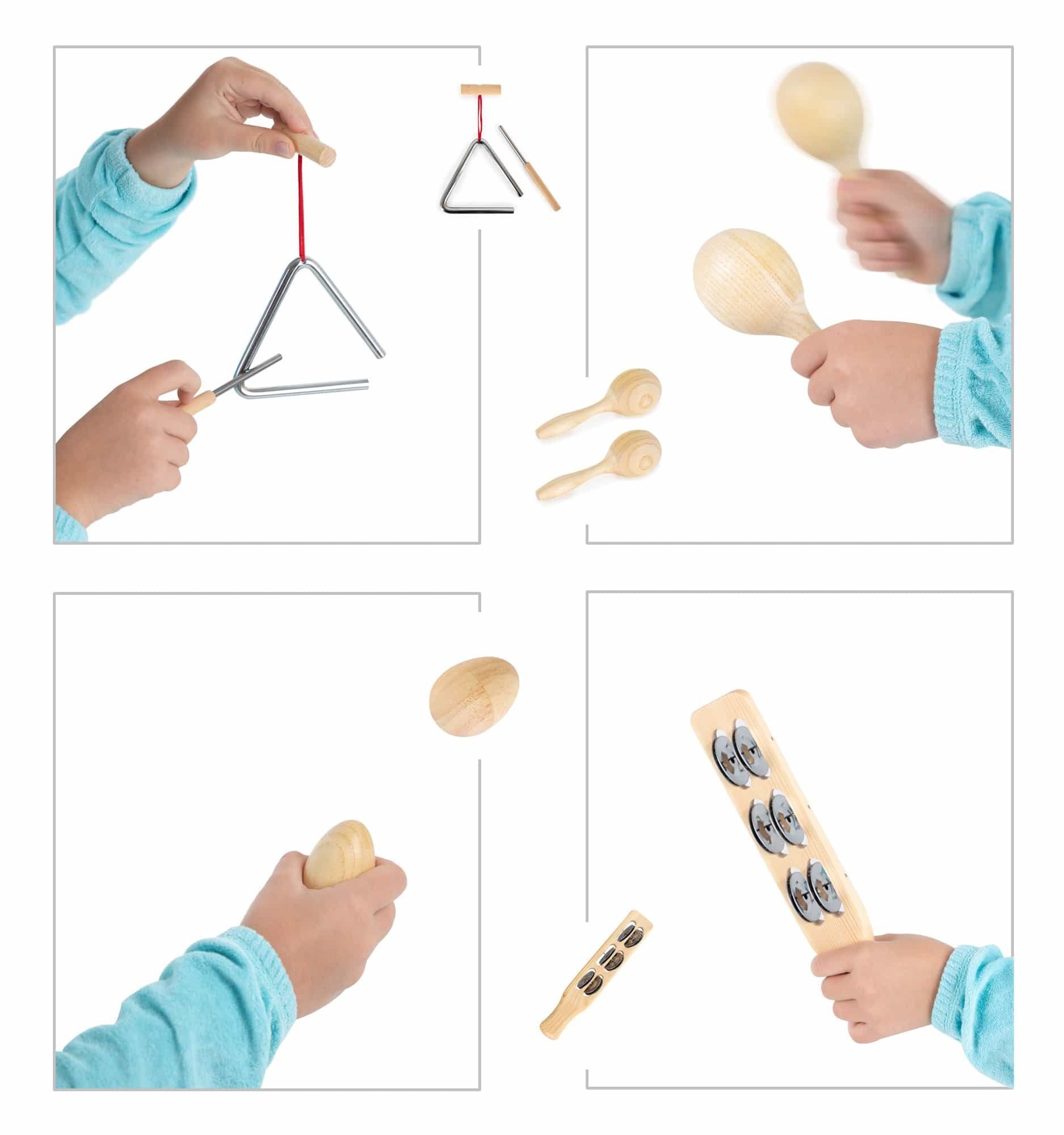 Classic Cantabile Spielzeug-Musikinstrument CC PS-13 Kinderpercussion Starter-Set 13-teilig - Instrumente aus Holz, Ideal für Kindergarten und Musikalische Früh – Bild 4 von 5