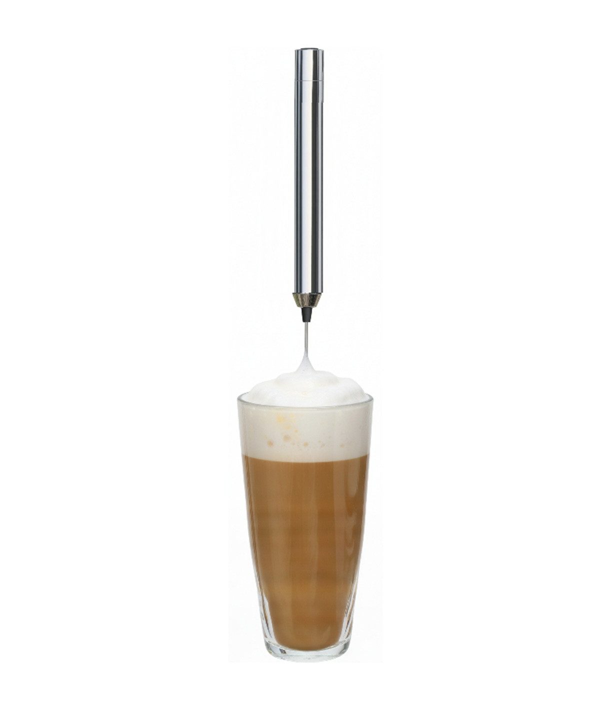 Cheffinger Milchaufschäumer mit Edelstahl-Schneebesen, 20 cm, Schwarz, ergonomisches Design, Edelstahl-Schneebesen, batteriebetrieben
