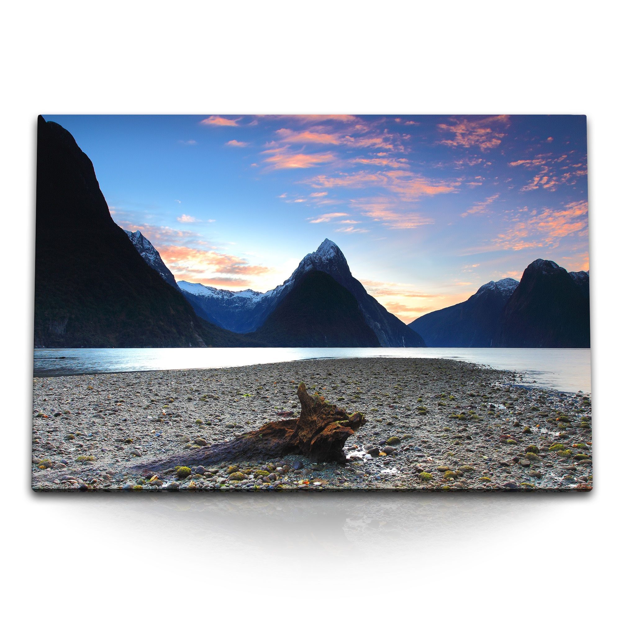 Leinwandbild 120x80cm Wandbild auf Leinwand Berge Bergsee See Natur Berggipfel Sonn