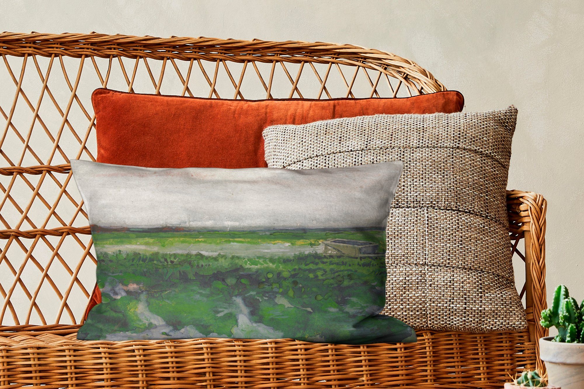 - Landschaft Schlafzimmer Dekokissen Gogh, Schubkarre Vincent Füllung, van MuchoWow mit Zierkissen, Dekoration, mit Dekokissen Wohzimmer