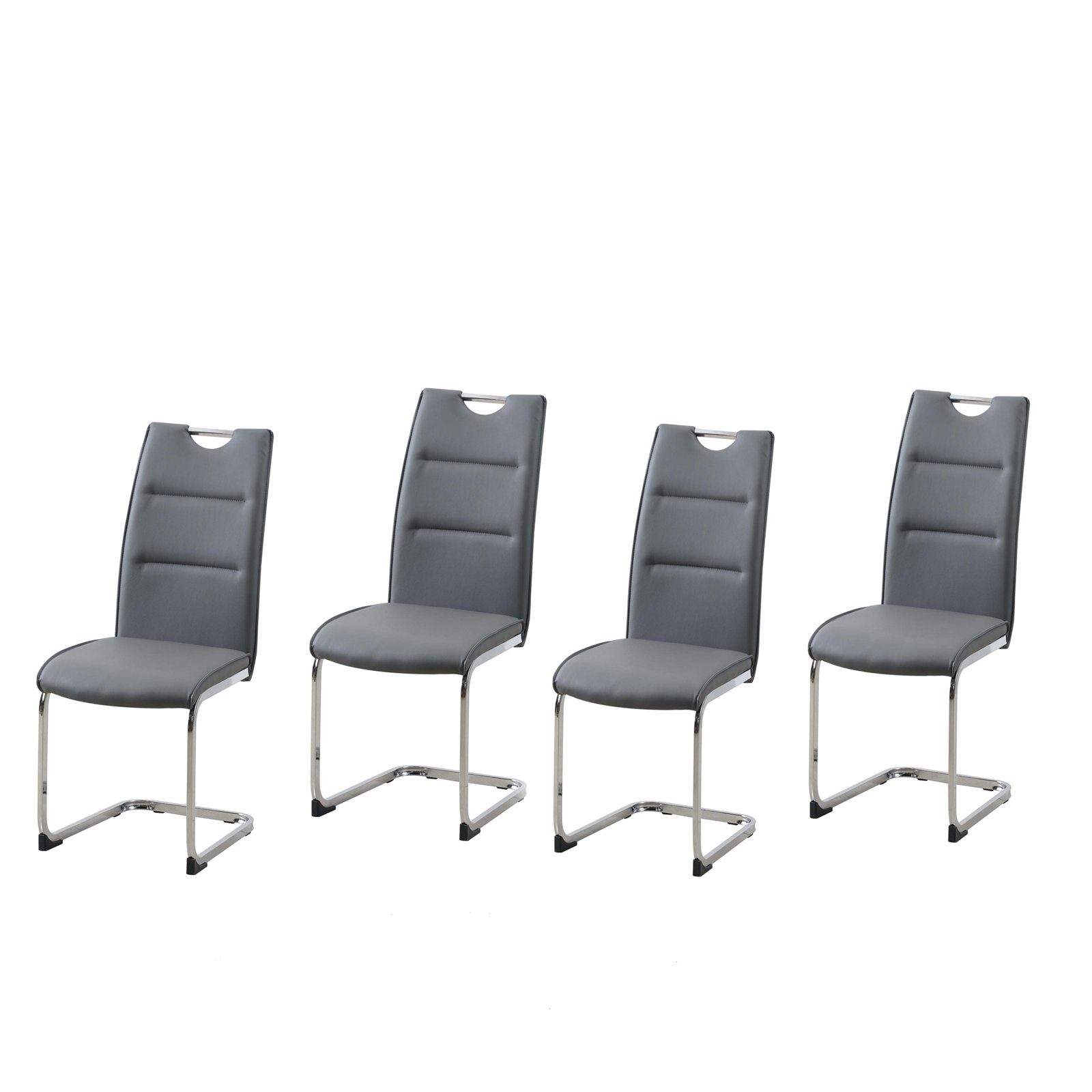 Freischwinger Schwingstuhl 4er Set PU grau DannyC