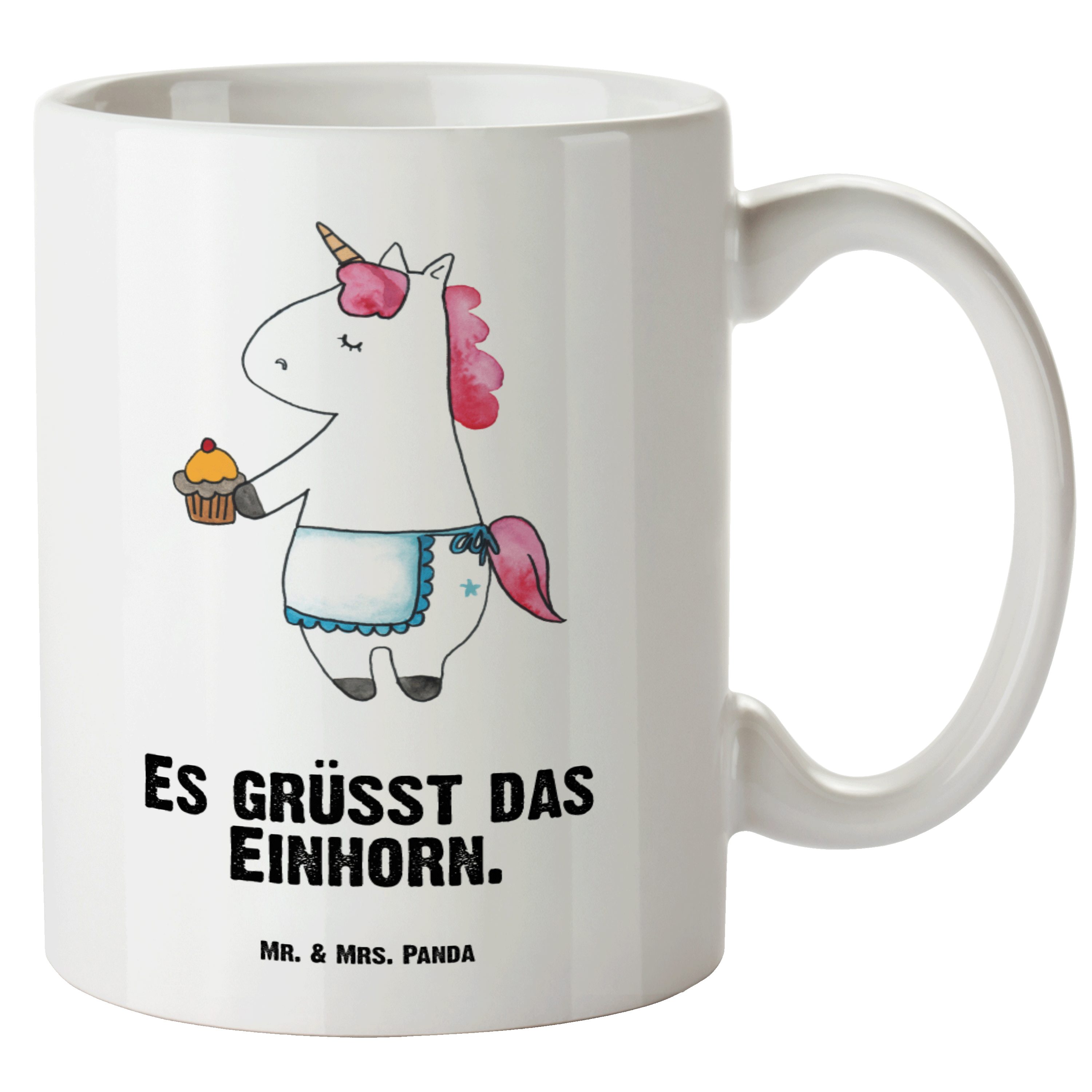 Mr. & Mrs. Panda Tasse Einhorn Muffin - Weiß - Geschenk, Unicorn, Große Tasse, Pegasus, XL T, XL Tasse Keramik