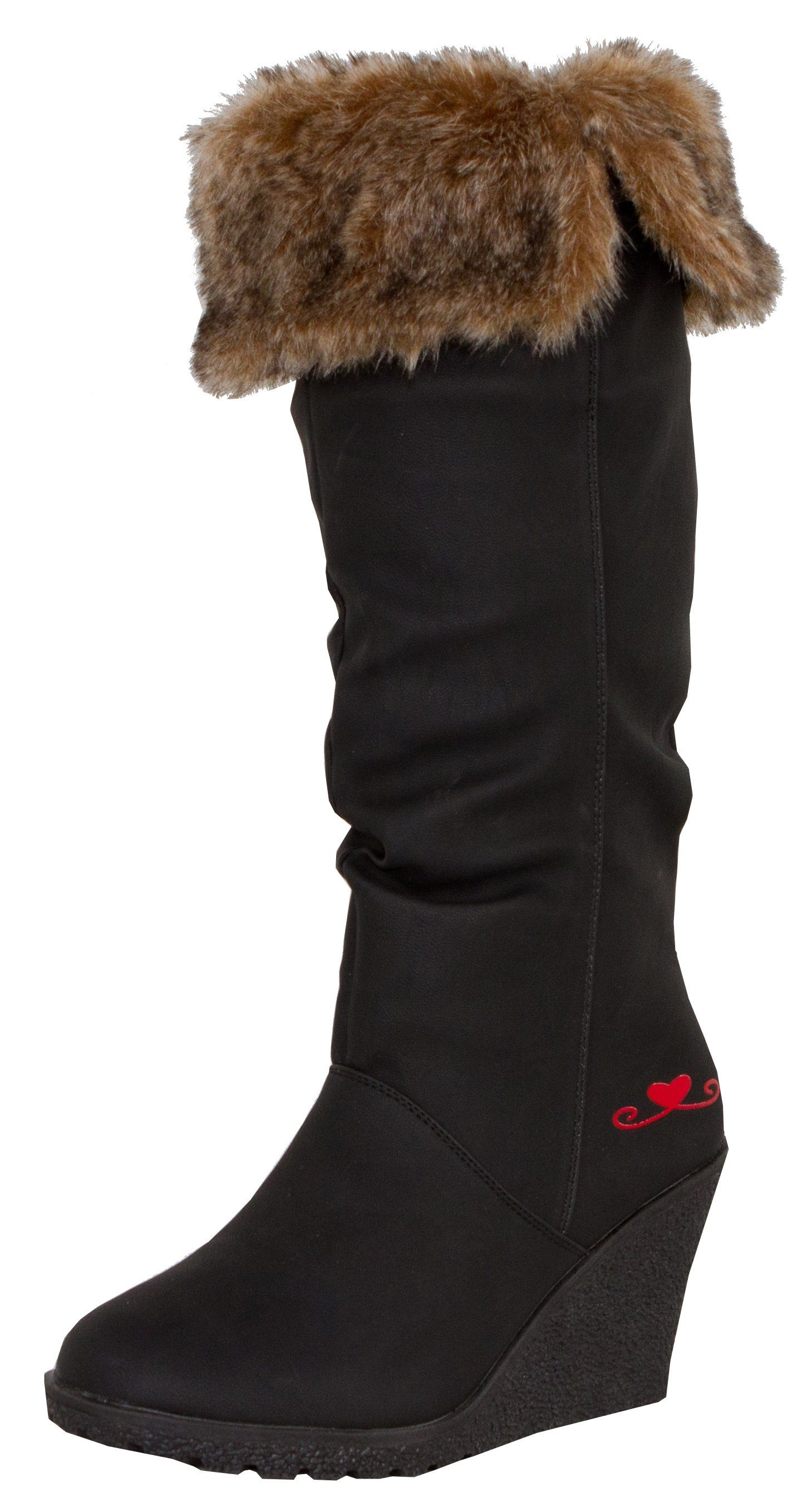 LOVENESS Winterstiefel L85 Damenwinterstiefel Fellstiefel Damen Stiefel Winterstiefel Wundrschönes Kunstfell Warm gefüttert