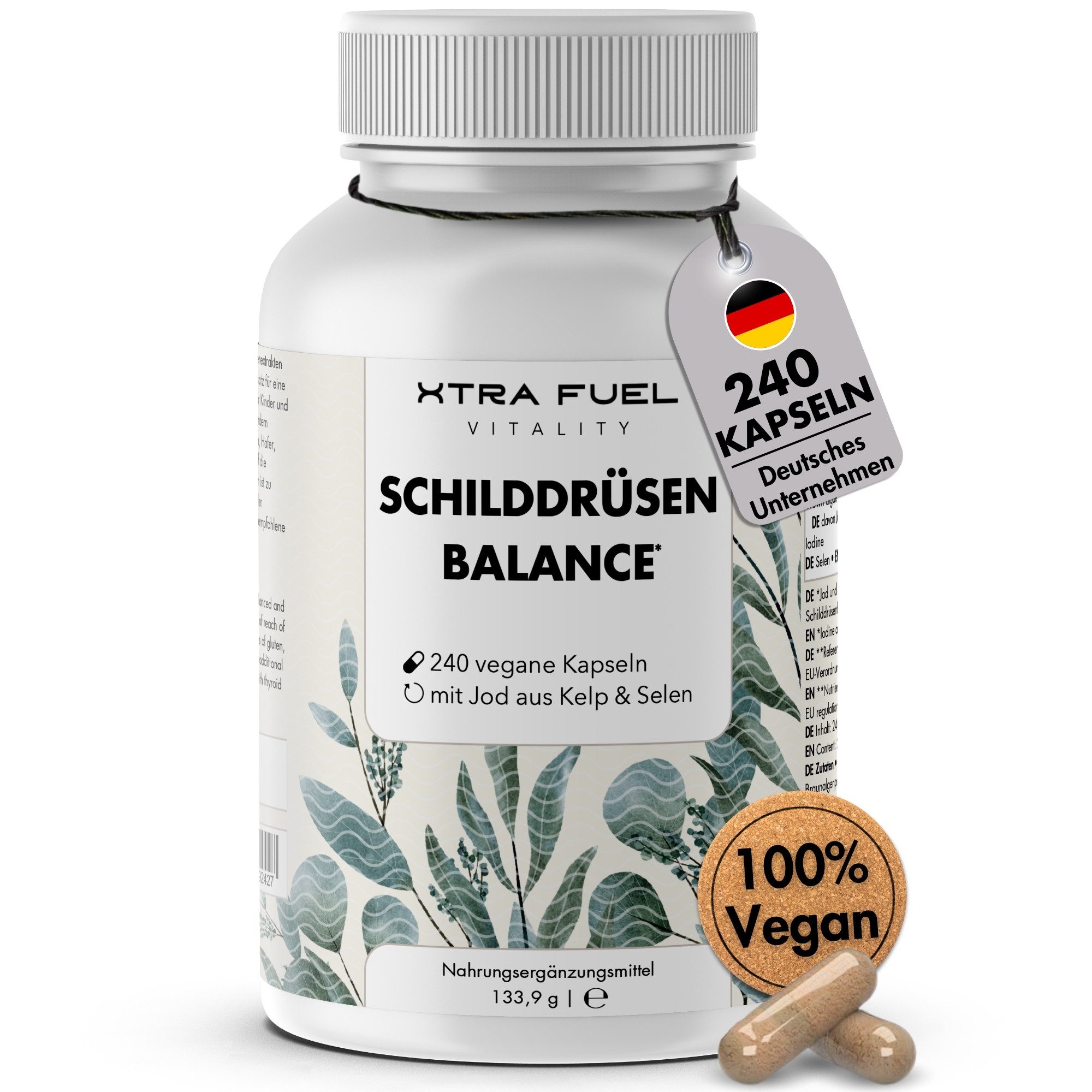 XTRA FUEL Schilddrüsen Balance Thyro Komplex - Formel mit Kelp, Thymian & Selen Kapseln, 133.9 g
