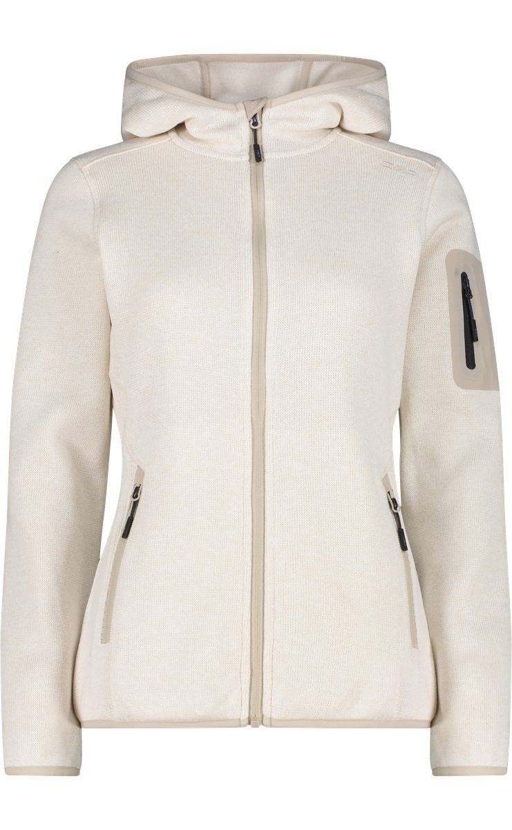 CMP Strickfleecejacke KNITTED MELANGE HOODY WOMAN HOODY JACKET mit Reißverschlusstaschen, atmungsaktiv, schnell trocknend