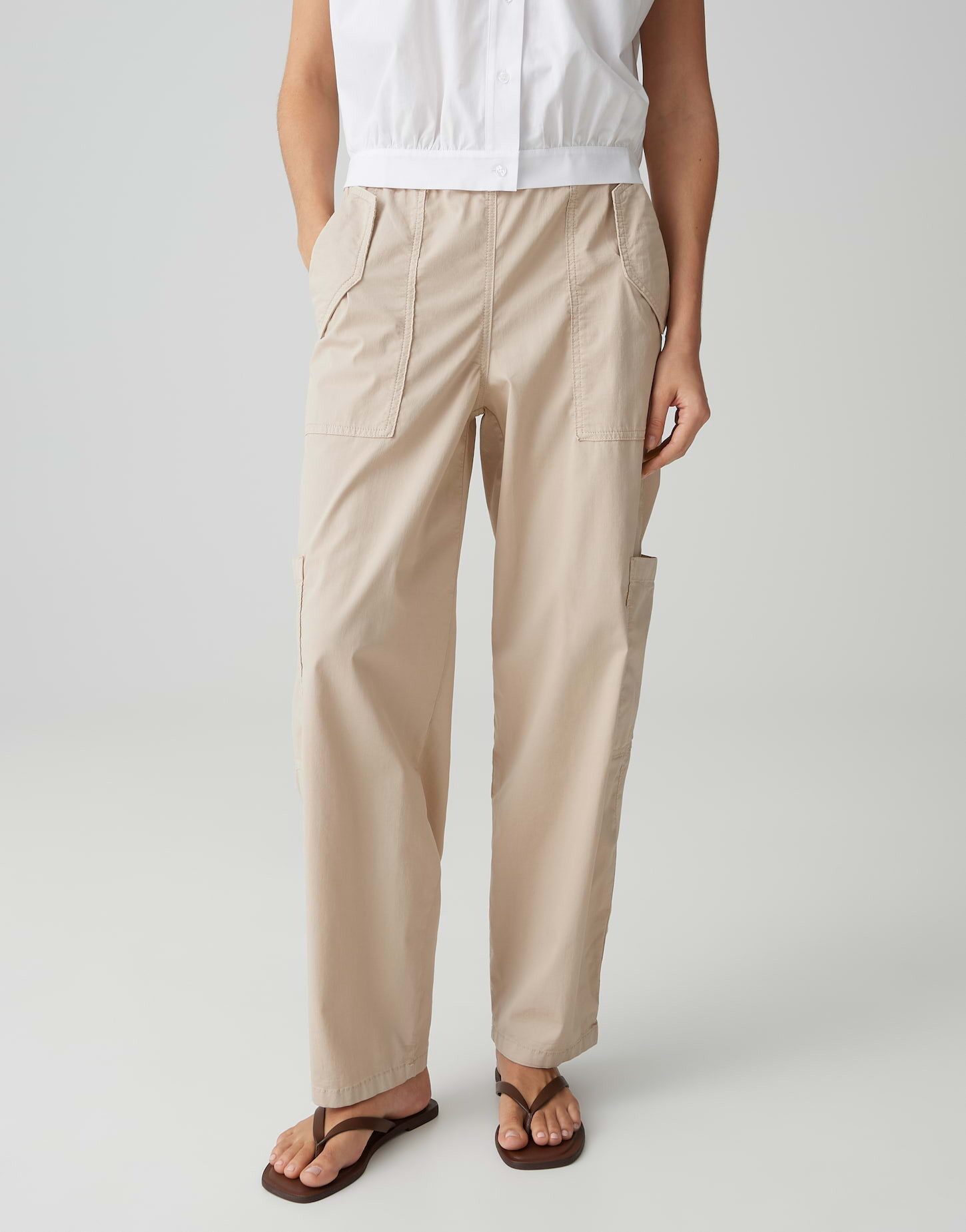 OPUS PANTS Cargohose Mucia myth aus weicher Webware mit Stretchkomfort