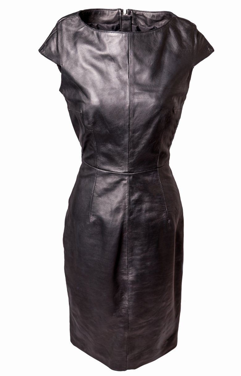 Be Noble Lederkleid Maxima Designkleid in einer raffinierten Schulterpartie