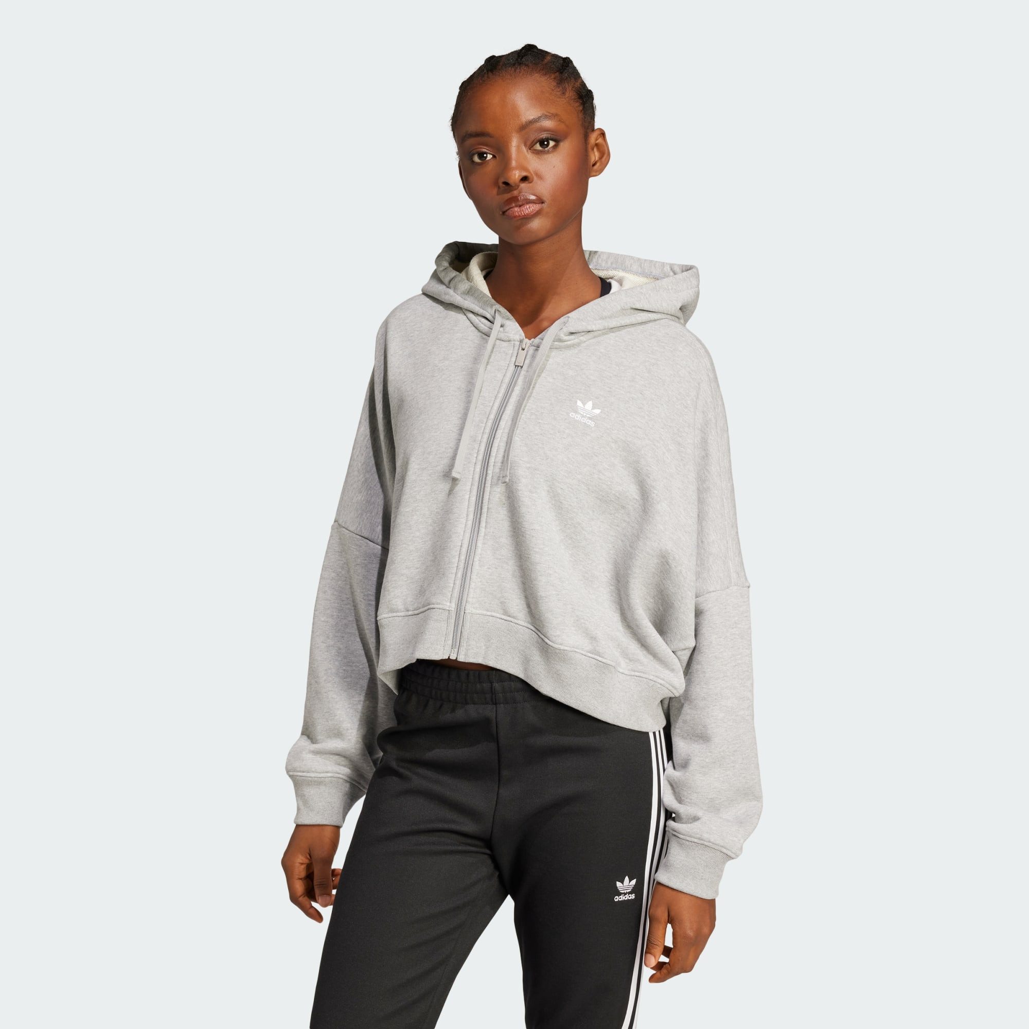 adidas Originals Crop-Top ESSENTIALS SHORT FRENCH TERRY KAPUZENJACKE (1-tlg günstig online kaufen