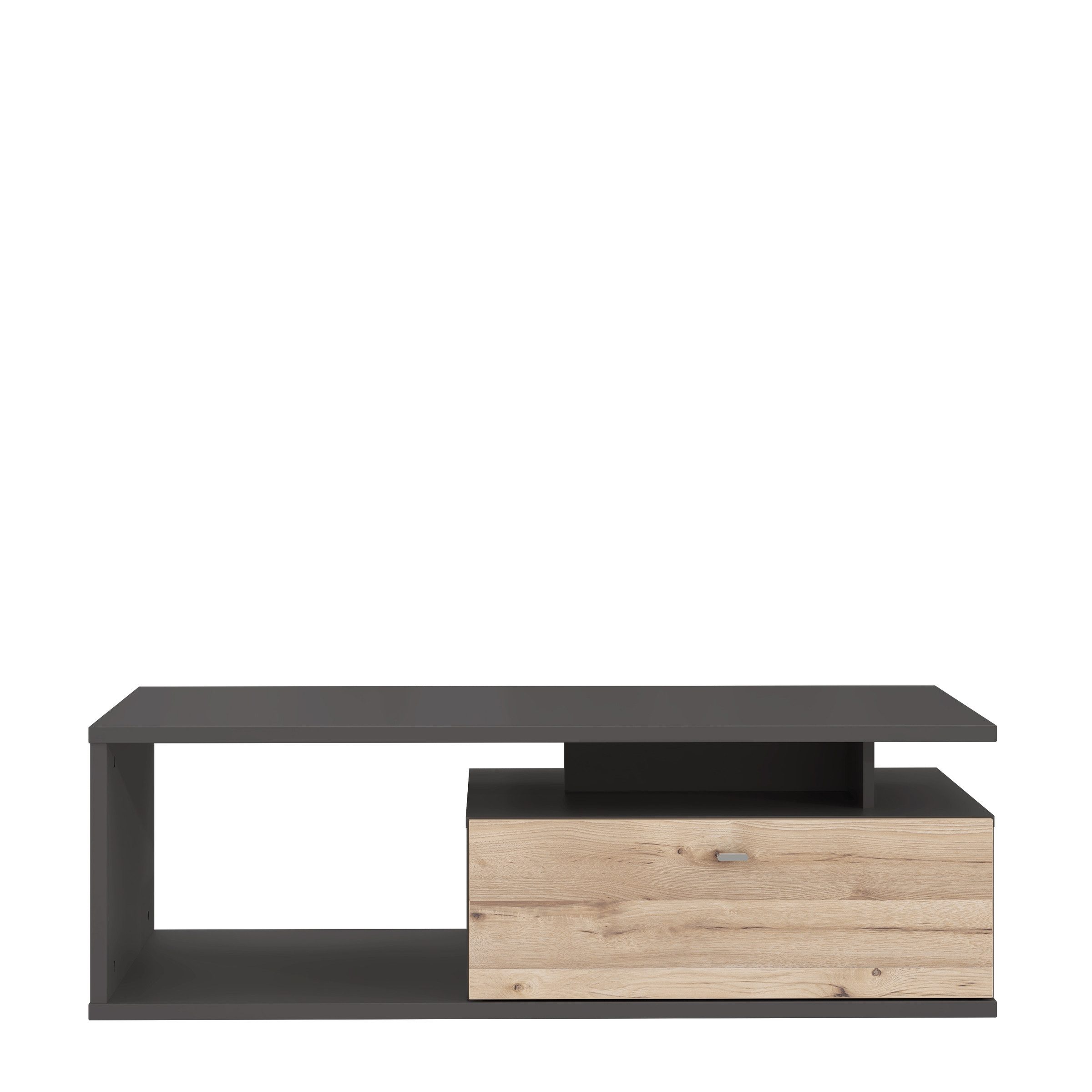 freiraum Couchtisch COMO, in Uni Wolfram Grau/ Planked Eiche - 120x40,2x59cm (BxHxT)