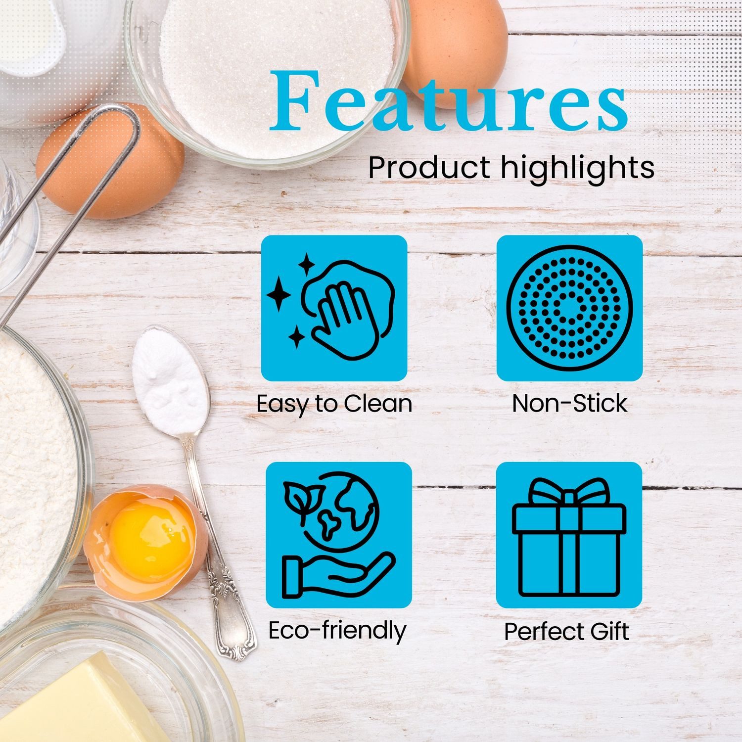 Intirilife Kochbesteck-Set (6-tlg), 6-teiliges Silikon Spaten Antihaft Silikon Spatel Set Backutensilien