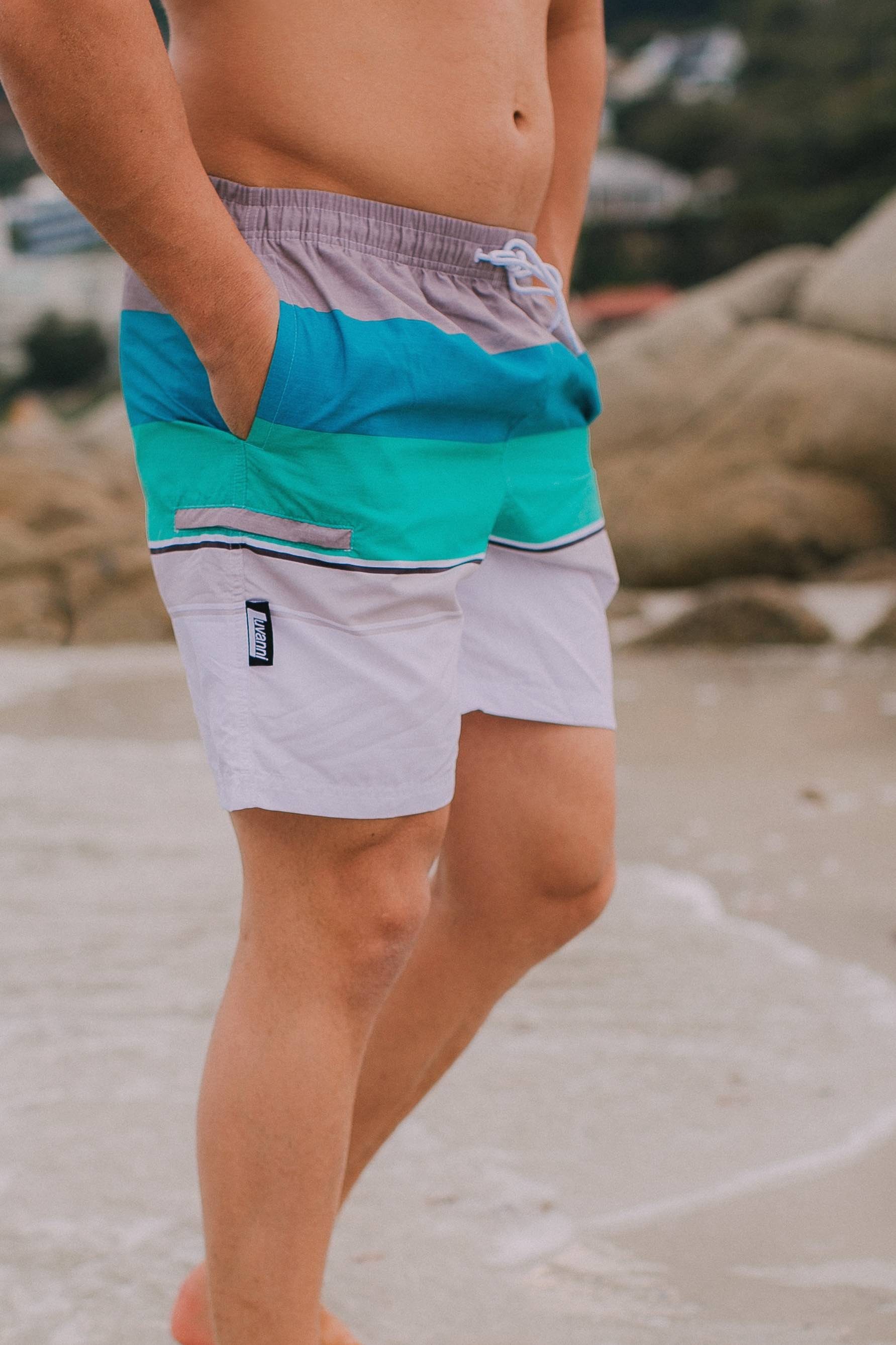 Luvanni Badehose Badehose Herren Schnelltrocknende Beachshorts Badeshorts mit Kordelzug Boardshorts Schwimmhose – Bild 5 von 5