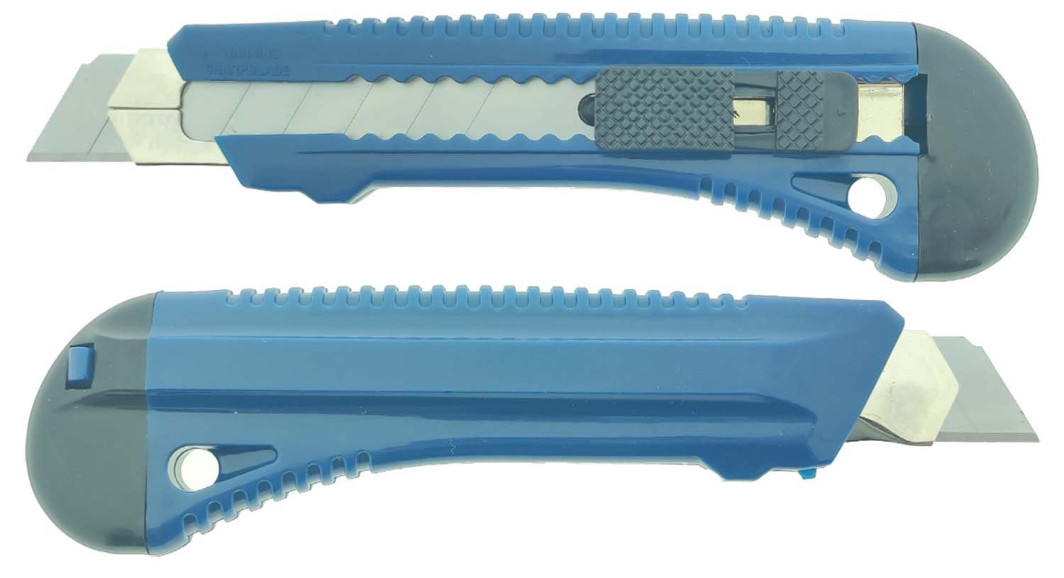varivendo Cuttermesser 12x Cuttermesser 18mm Klinge, Handwerker, blau, Klinge: 1,80 cm, (Set, 12-tlg., Cuttermesser), Cutter Automatikmesser Dachdeckermesser Sicherheitsmesser