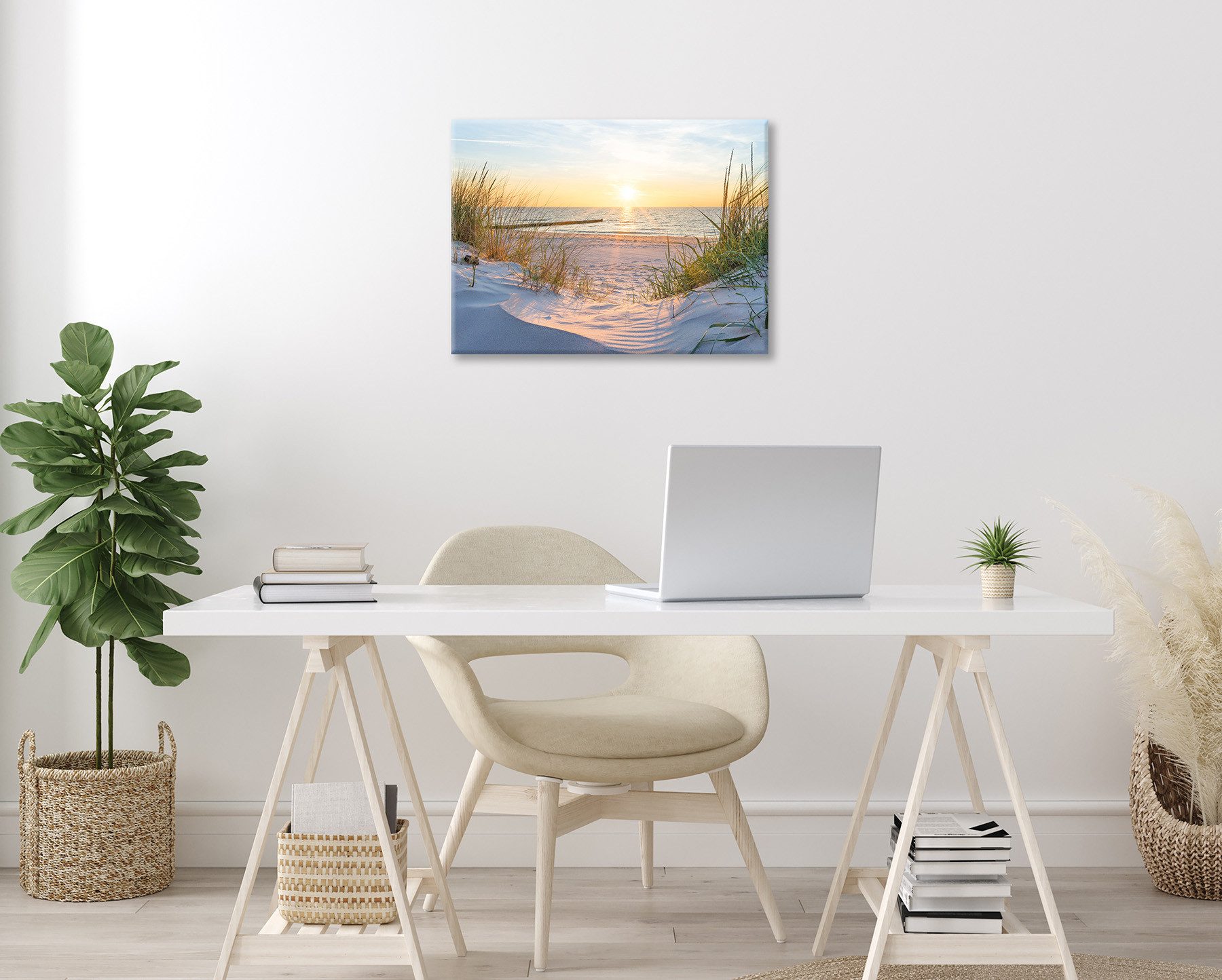 Bönninghoff Leinwandbild Wandbild STRAND 46x61 cm – Leinwandbild Keilrahmen Deko modern, Bilder vom Sonnenuntergang & -aufgang, Landschaft, Landschaften, Meer,  – Bild 2 von 5