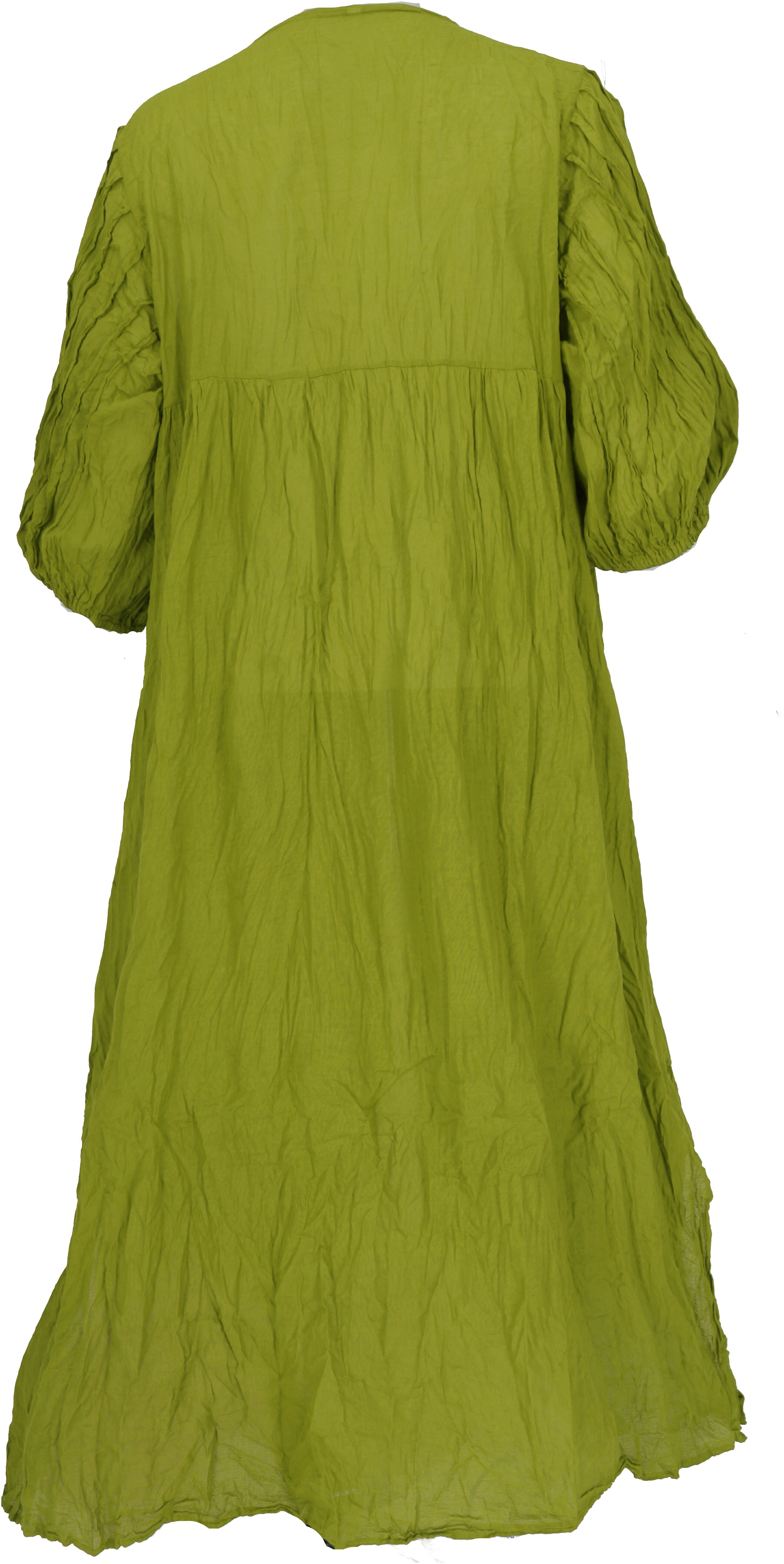 für.. Boho alternative lemongrün Midikleid Maxikleid, langes Guru-Shop Sommerkleid luftiges Bekleidung