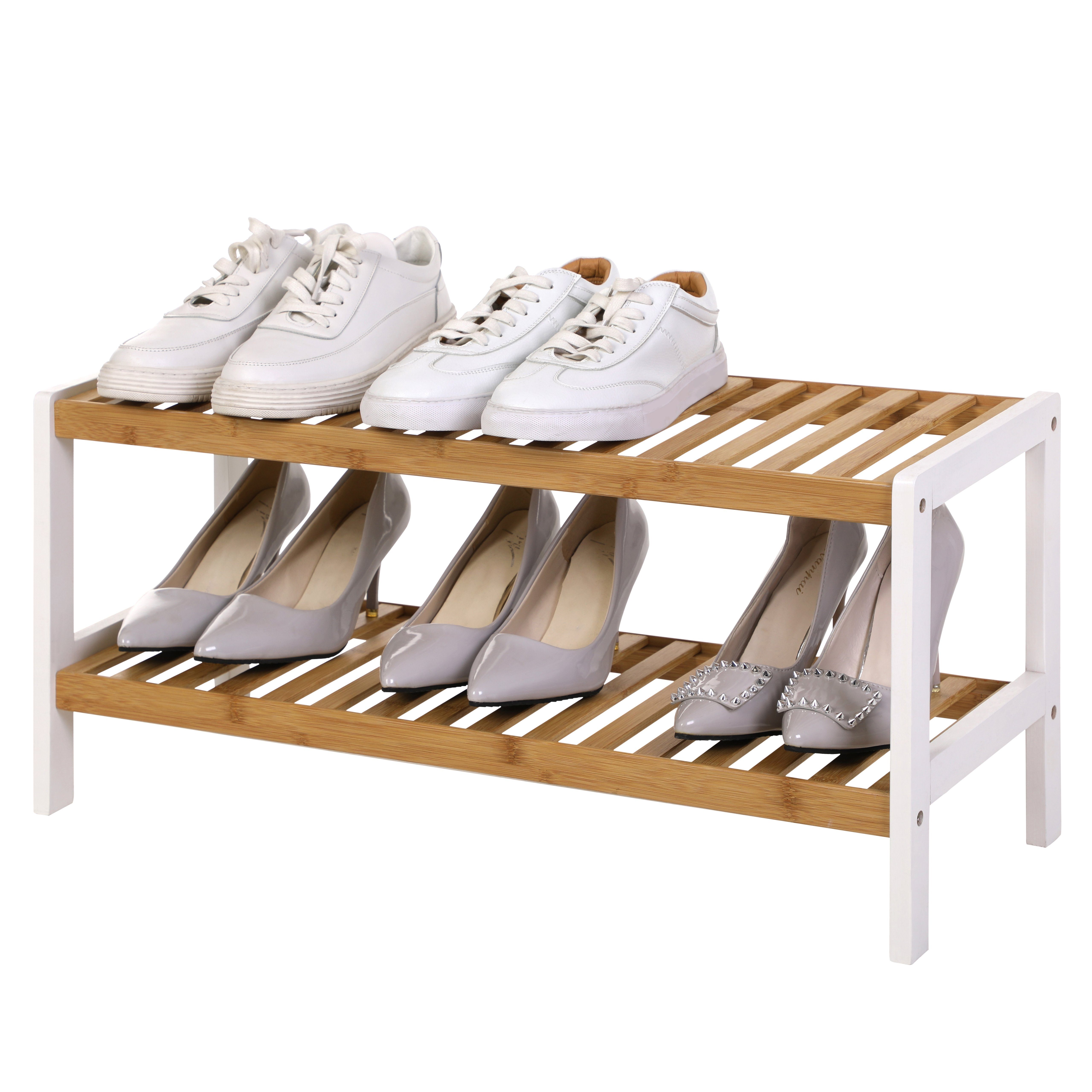 SONGMICS Schuhregal Schuh-Organizer, Schuhregal Bambus Schuhablage mit 2 Eb günstig online kaufen