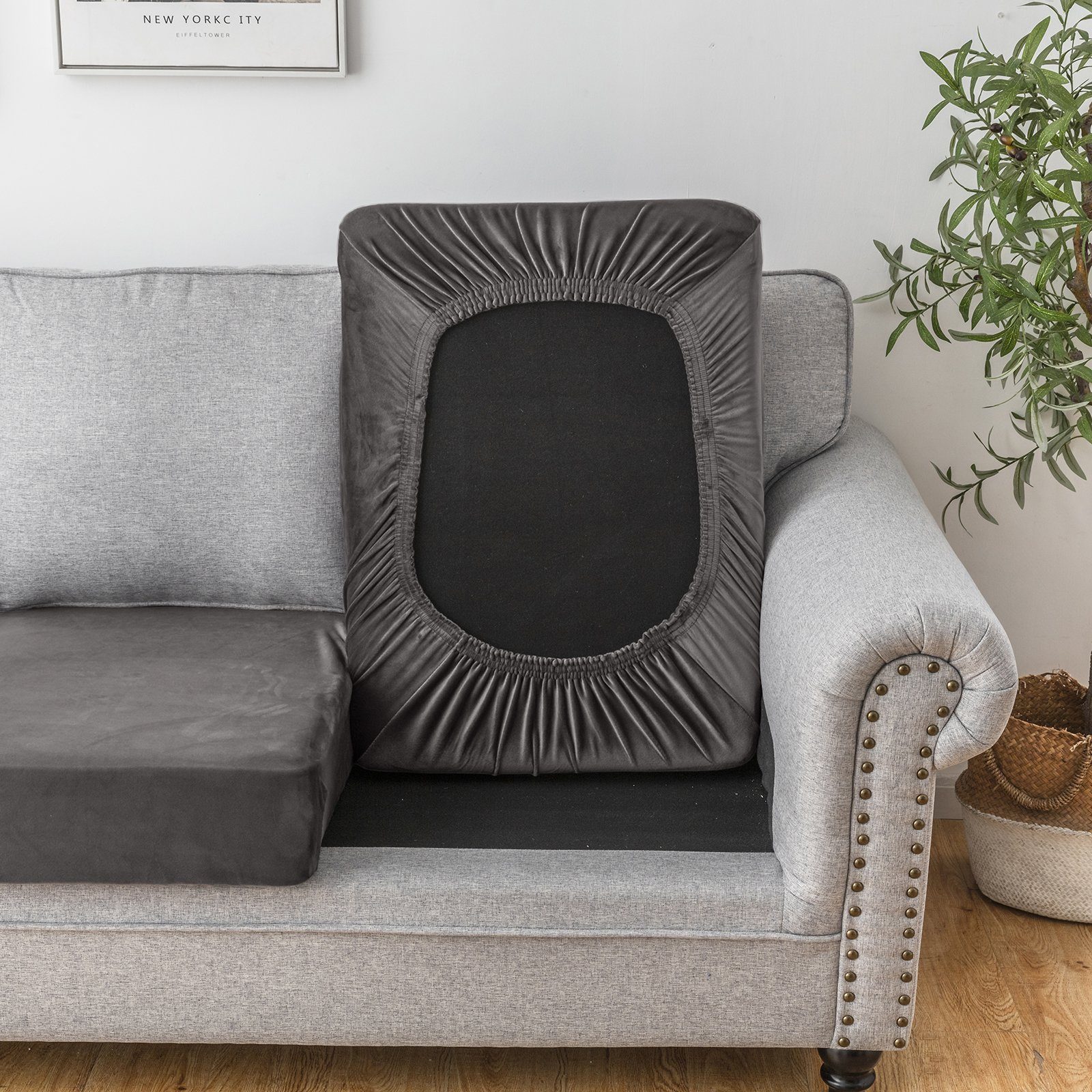 Rosnek Sofahusse Samt, Stretch, mit elastischer günstig online kaufen