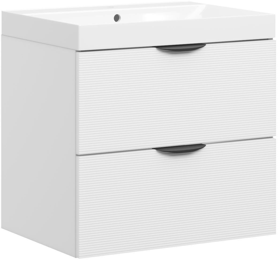 welltime Waschtisch FLOW STRIPE mit Waschbecken, Breite 60 oder 80cm, modernes Design, Schrank mit 2 Schubladen, Soft-Close-Function, in 2 Breiten erhältlich