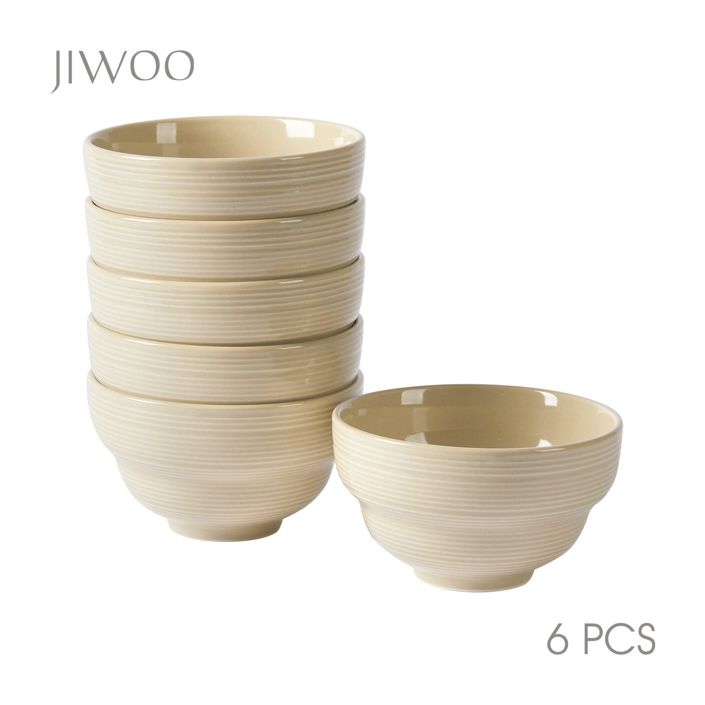 JIWOO Müslischale 6er,Ø12cm,Müslischale,Obstschale,Salatschüssel,Servierschüssel, Keramik, (Keramik-Geschirrset, 6-tlg), Minimalistisches,Mikrowellen-und spülmaschinenfest,Stapelbares,Ø12cm