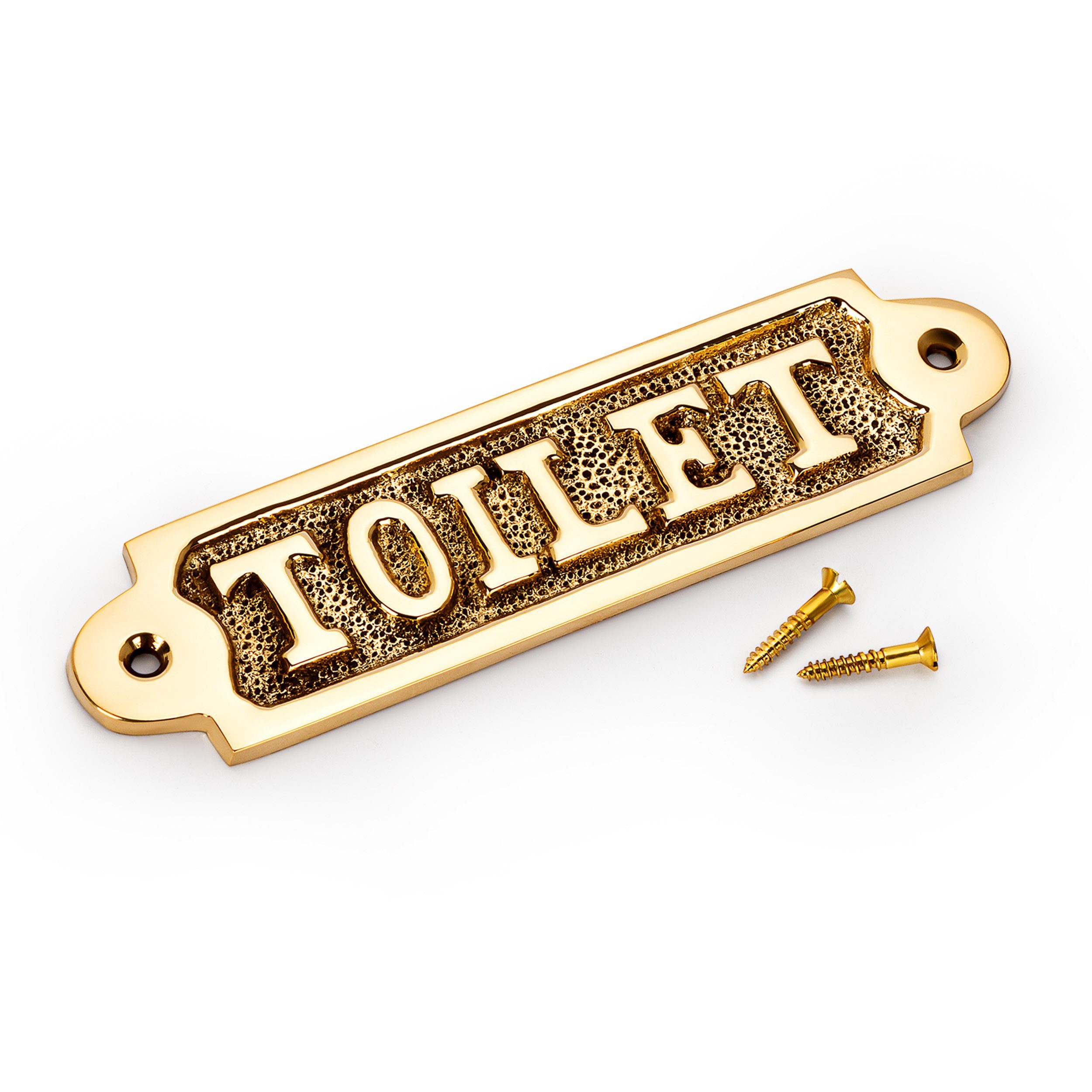 gold Toilet Toilettenschild 14x4cm Dekoration, Türschild Made Germany aus Messing WC NKlaus Dekofigur in